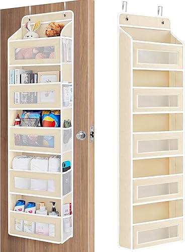 JARLINK Organizador de almacenamiento sobre la puerta, organizador de puerta colgante de 5 estantes con 5 bolsillos de gran capacidad, anti
