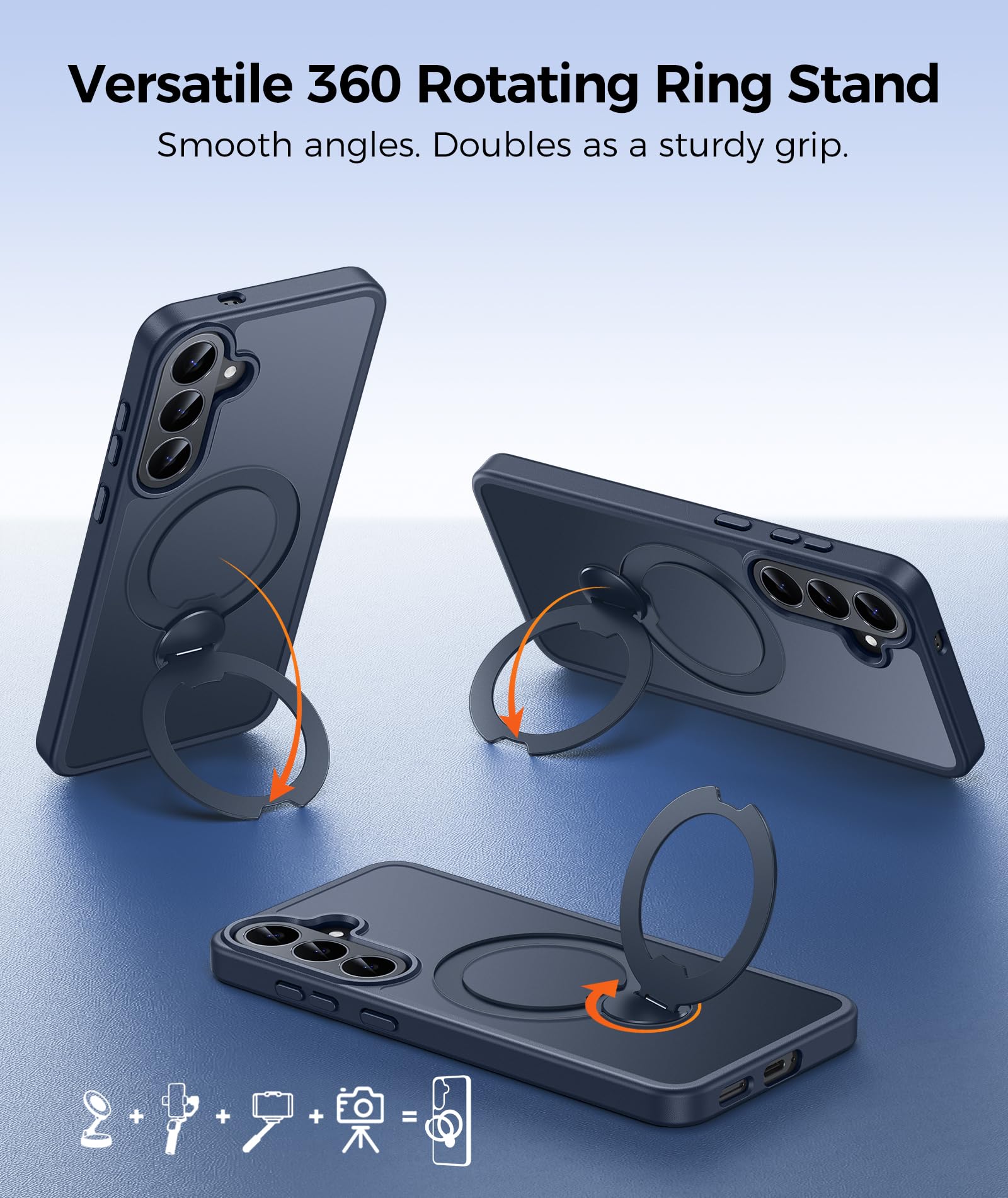 FNTCASE Custodia per Samsung Galaxy S26 FE con supporto magnetico rotante a | Compatibile con Magsafe, pellicola protettiva per schermo, protezione completa della fotocamera, copertura per telefono