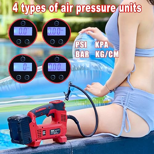 Miniatura 3 de Inflador de neumáticos inalámbrico para batería Milwaukee M18, bomba de aire de litio para automóvil, bomba de aire portátil LED de mano con medidor