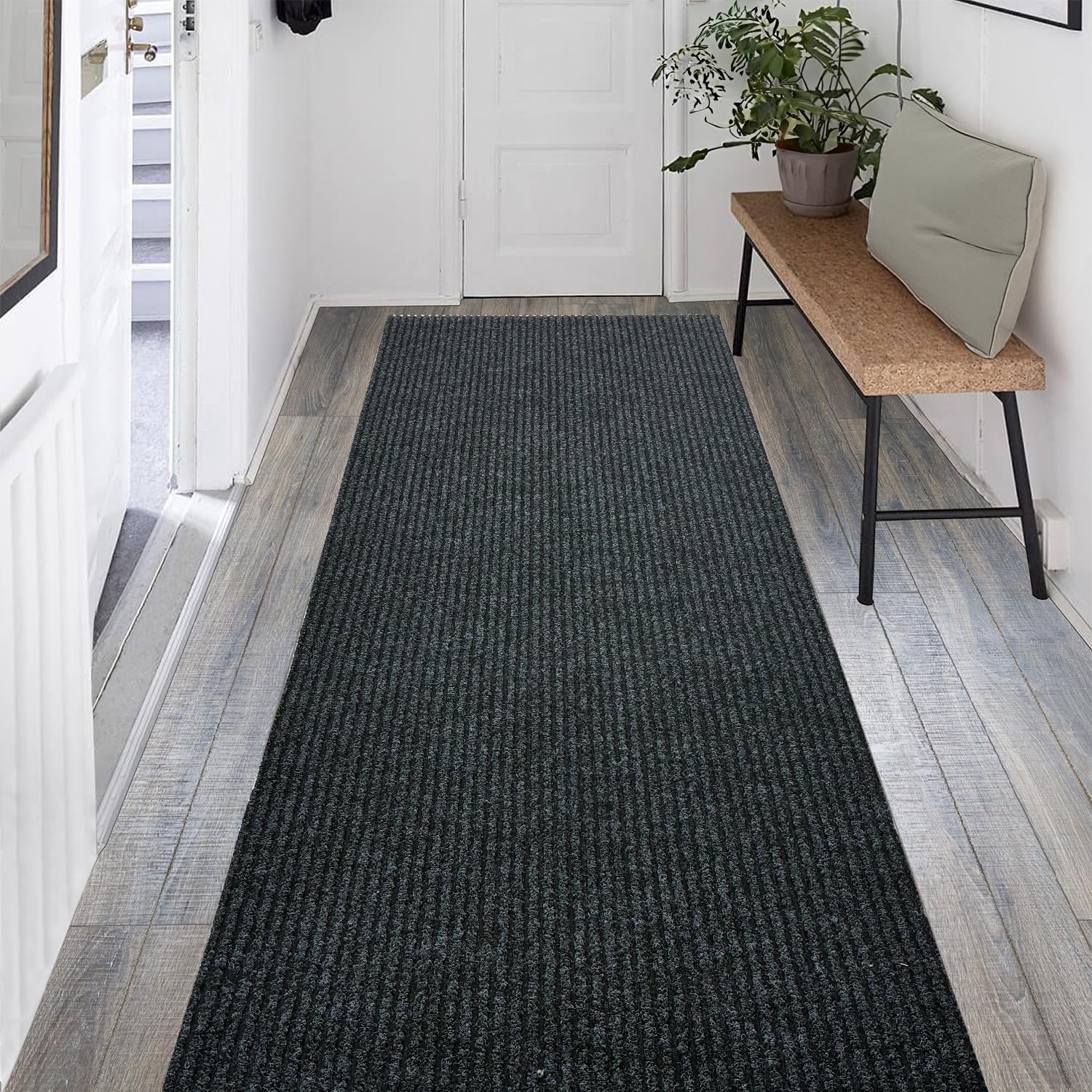 RugStylesOnline Tough Collection Custom Size Roll Runner Grey 27 in or 36 in Wide x Your Length Choice Slip Resistant Rubber Back Area Rugs and