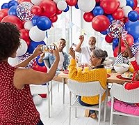 Vista 5 de Kit de guirnalda de arco de globos rojos, blancos y azules, 123 globos de confeti coloridos para cumpleaños, aniversario, baby shower, compromiso