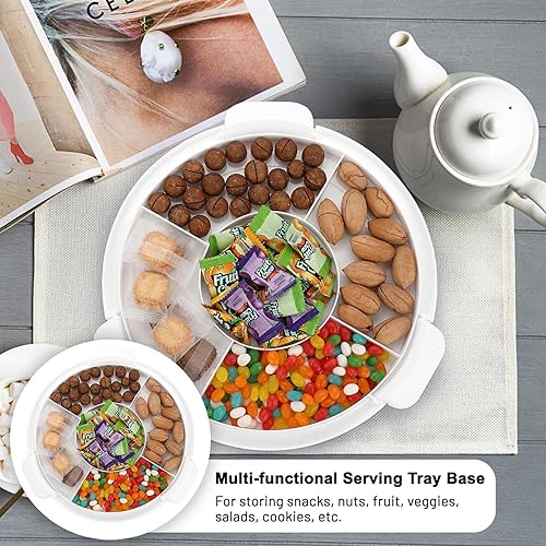 Miniatura 6 de Porta pasteles portátil con tapa y asa, plato giratorio para pasteles + bandeja de almacenamiento de cupcakes para transporte, soporte redondo de 10