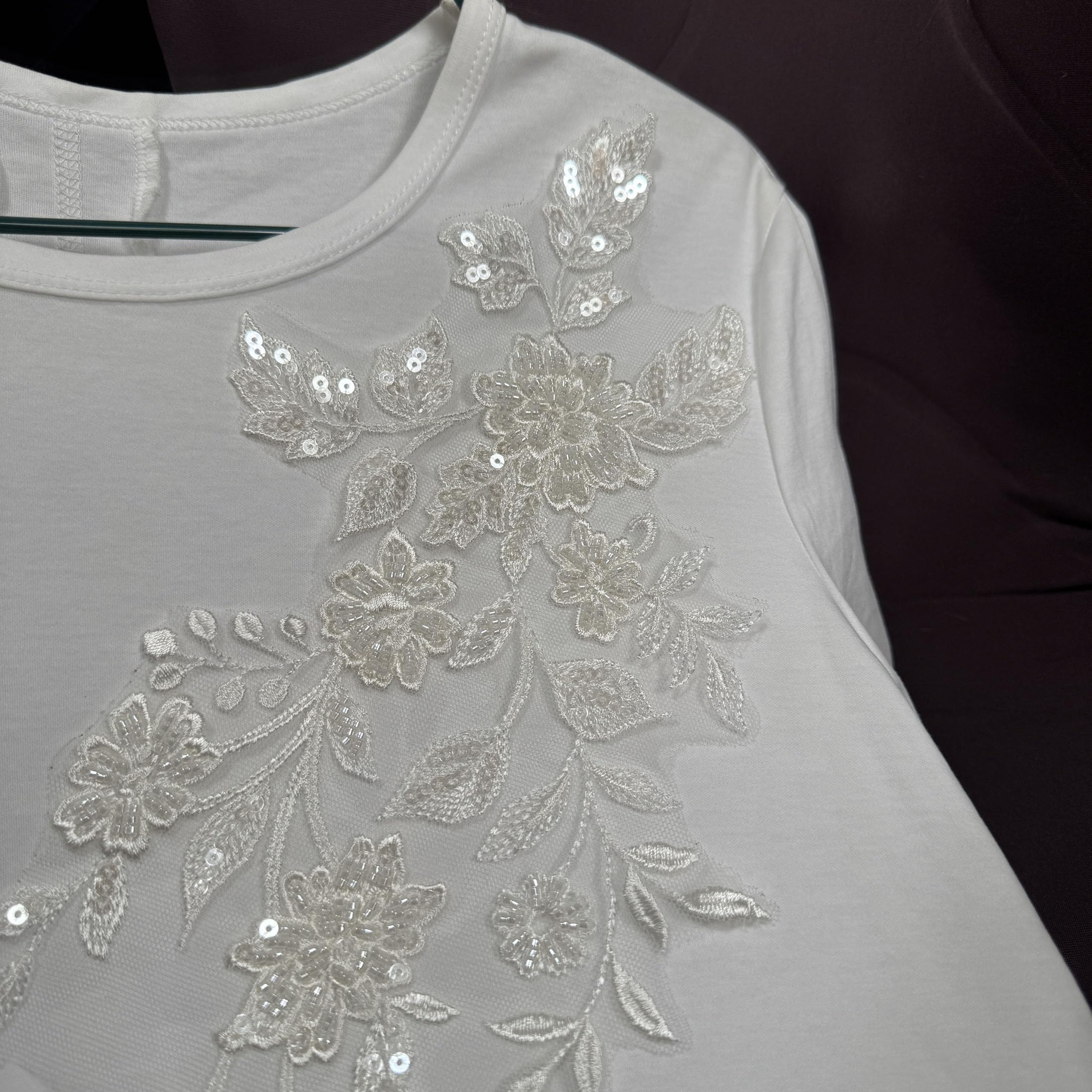 Applicazioni floreali ricamate con paillettes bianche avorio per abiti da sposa fai da te, perline ricamate floreali per abito da sposa.