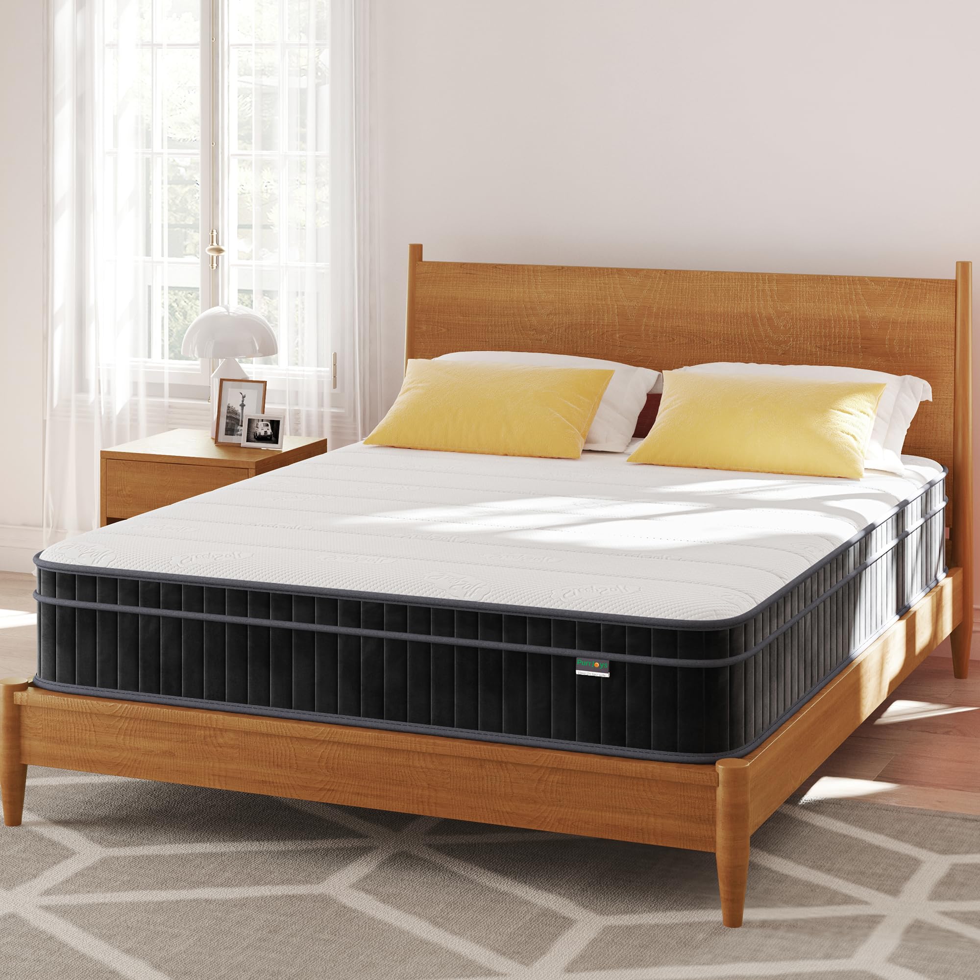 12 inch Queen Mattress, Cooling-Gel Memory Foam and Pocket Spring Hybrid Mattress, Medium Firm Feel, Queen Bed Mattress in a Box, CertiPUR-US Certified, Queen Size Mattress