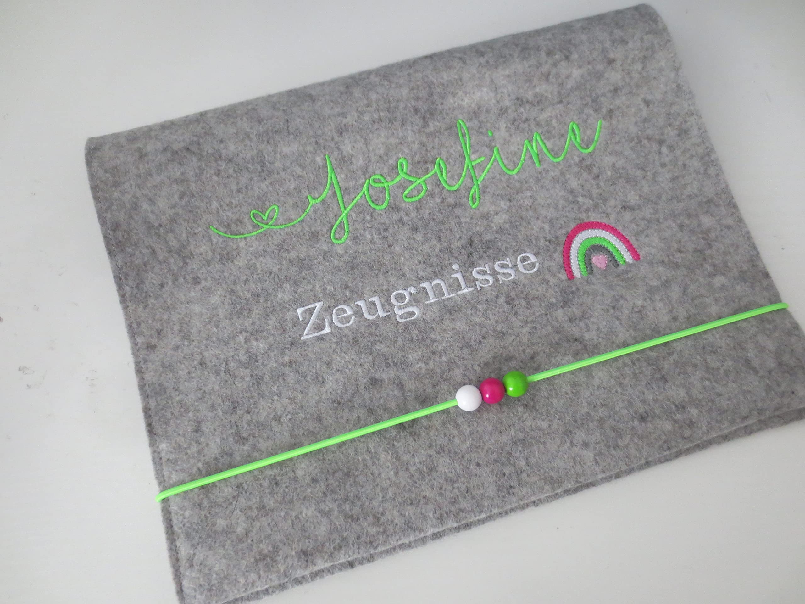 Zeugnismappe Wollfilz Mappe Zeugnisse DIN A4 Grundschule Schule"Regenbogen"