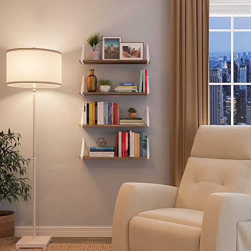 Miniatura 2 de Wallniture Bora - Estantes flotantes rústicos de 24 x 6 pulgadas, estantería de pared para decoración de sala de estar, estantes para decoración de