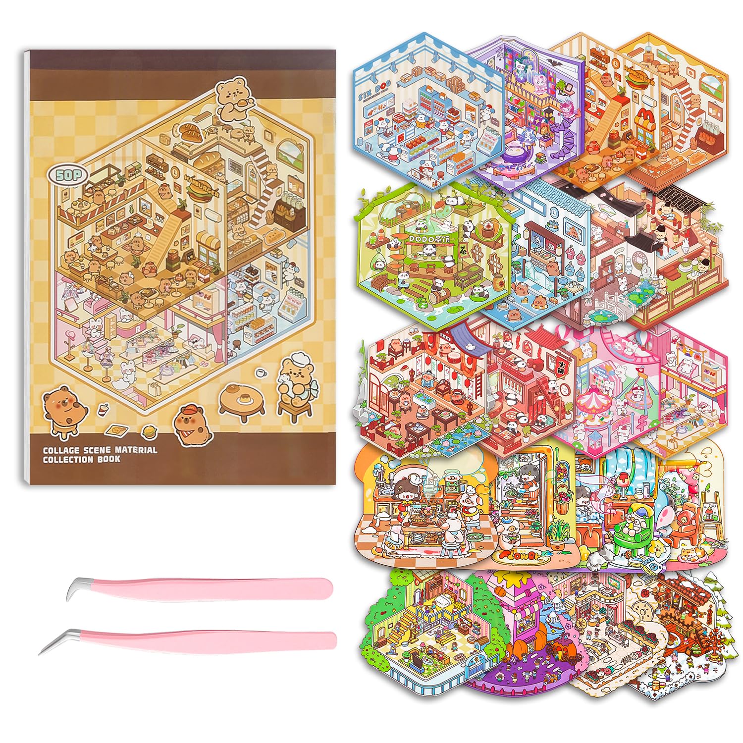 WEINSYT Adult Sticker Therapy Book - Premium Stress Relief & Art Therapy Activities: 20 3D Scene Collection for Mindfulness & Mental Health (Ages 14+,