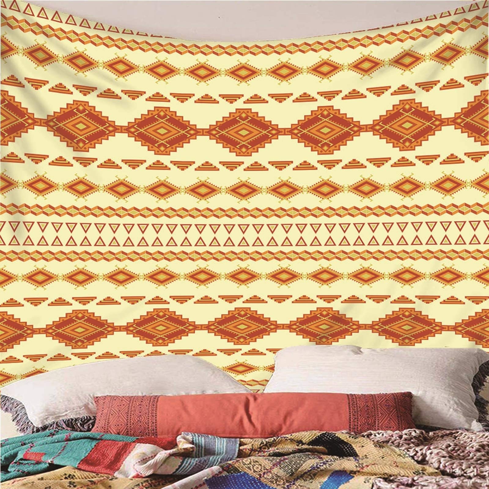 Aeici Tapiz De Tela, Tapiz Pared Rectangular Étnico Tapiz Pared Wall Hanging, Bedsheet(200X200Cm)