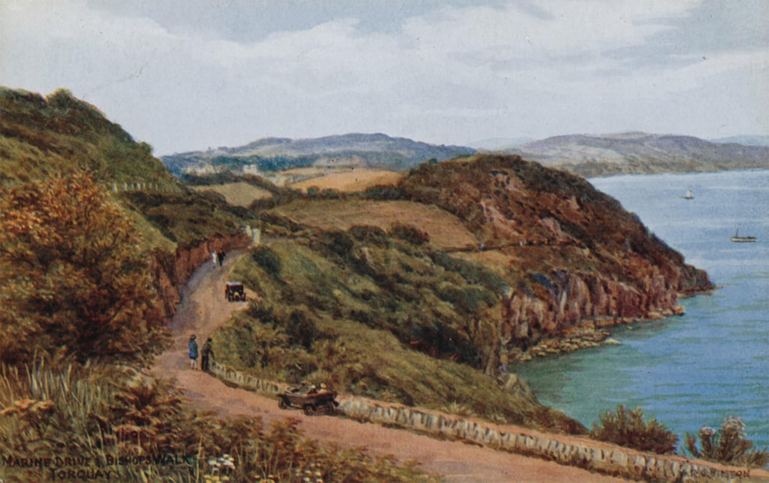 Serendipitp No Frame Vintage Picture Print On Canvas Wall Art Poster Marine Drive And Bishops Walk Torquay By Alfred Robert Quinton Artwork Print Poster For Wall Decor 60X90cm