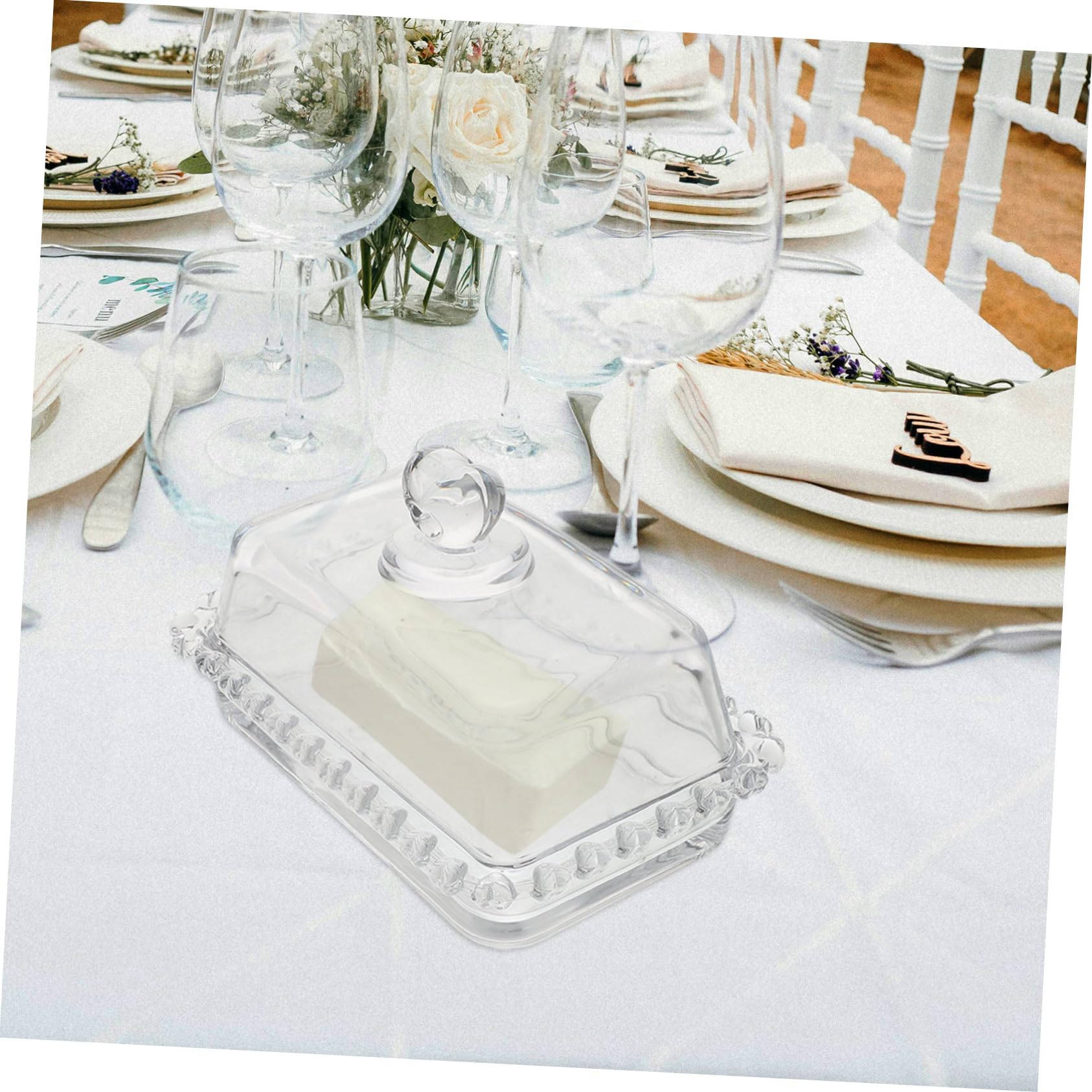 GALPADA Beurrier En Verre Transparent Avec Couvercle Plat à Beurre Verre Réutilisable Usage Domestique Préservation Des Aliments