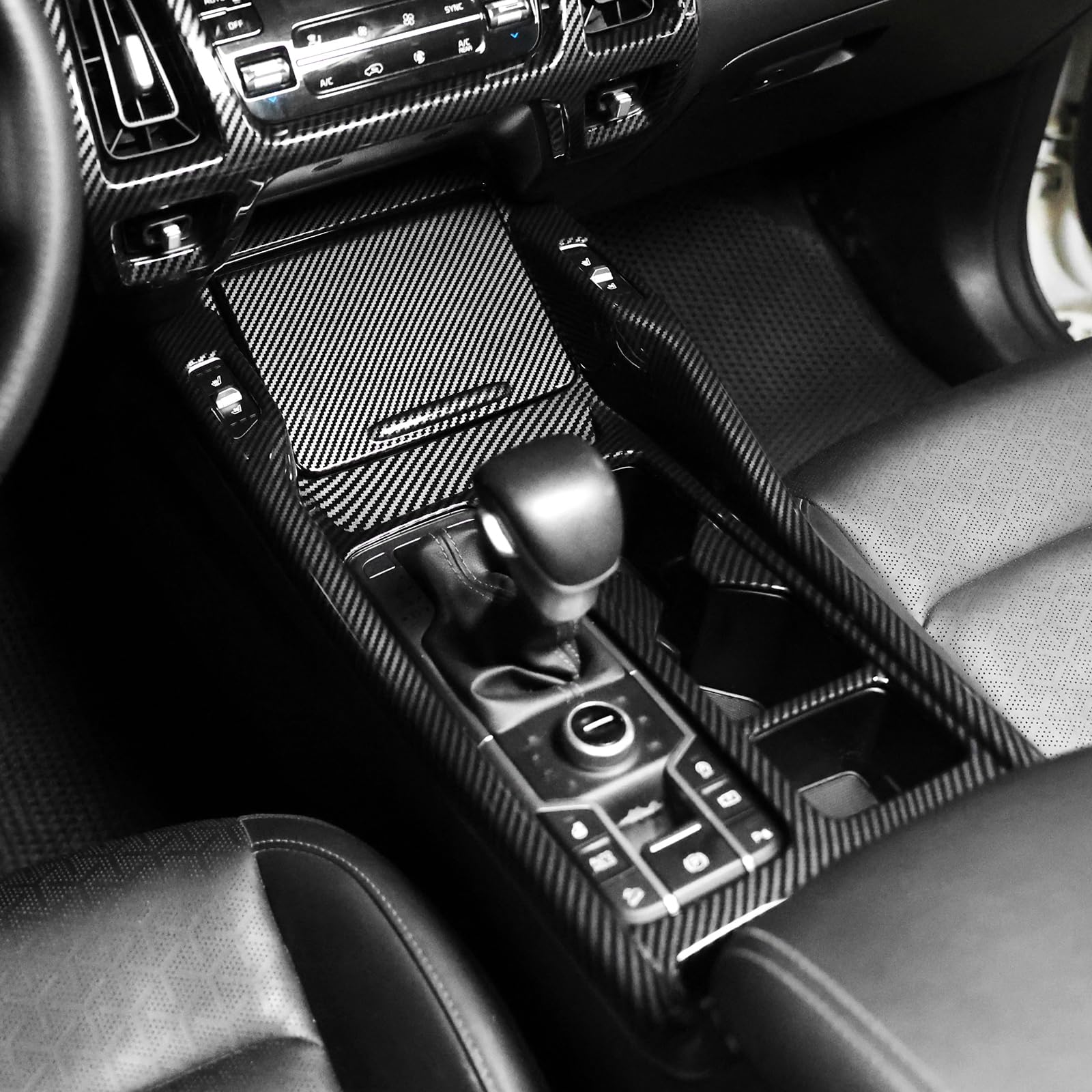 für Kia Sorento 2021-2026 Mittelkonsole Schalttafel Rahmen Blende Abdeckung Getriebe Schaltrahmen Verkleidung Autozubehör (Kohlefaser Look)