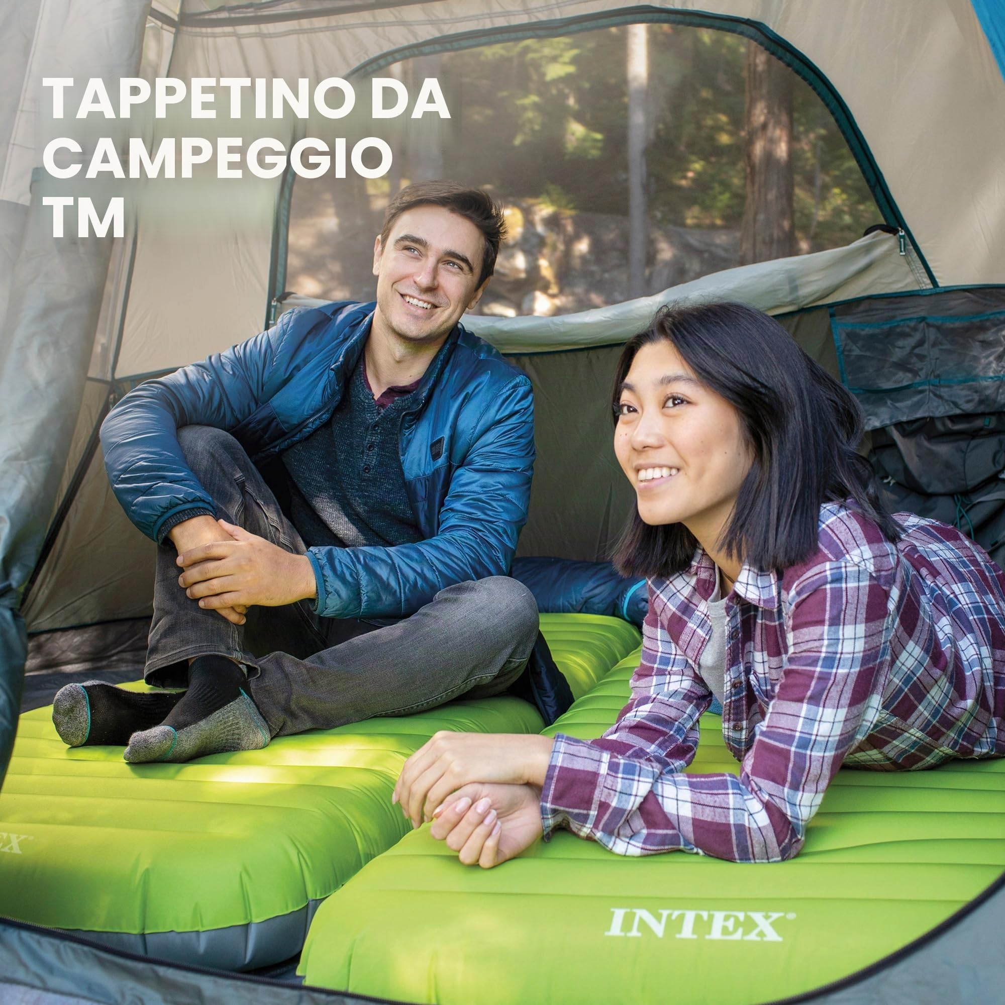 Intex Premaire Dura-Beam Camping Mat w/ USB150, Inflated Size: 76cm x 1.91m x 17cm (64097NP)