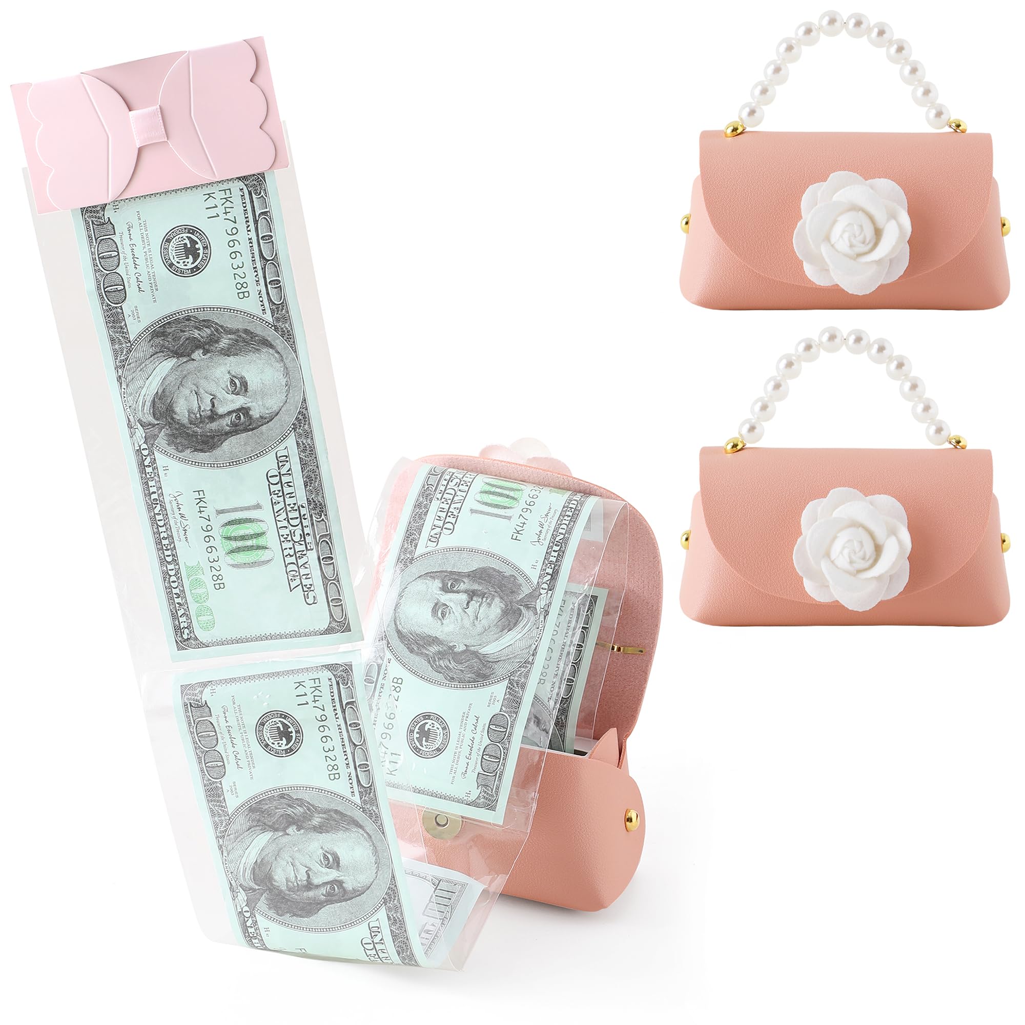 Litvana DIY Money Surprise Box - Mini Rose Money Pull Cash Box for Birthday, Pink 2 Pack