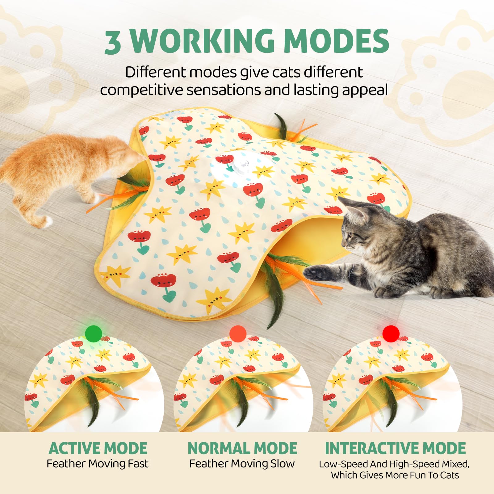 Juguete interactivo para gatos de interior, juguetes recargables de enriquecimiento de caza con ventosa y varilla giratoria, motor silencioso de 3 velocidades, diseño elegante