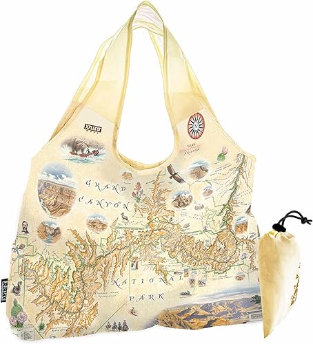 Miniatura 19 de Xplorer Maps Bolsa con asas – Bolsa de compras reutilizable para comestibles, plegable y lavable de nailon, resistente y compacta