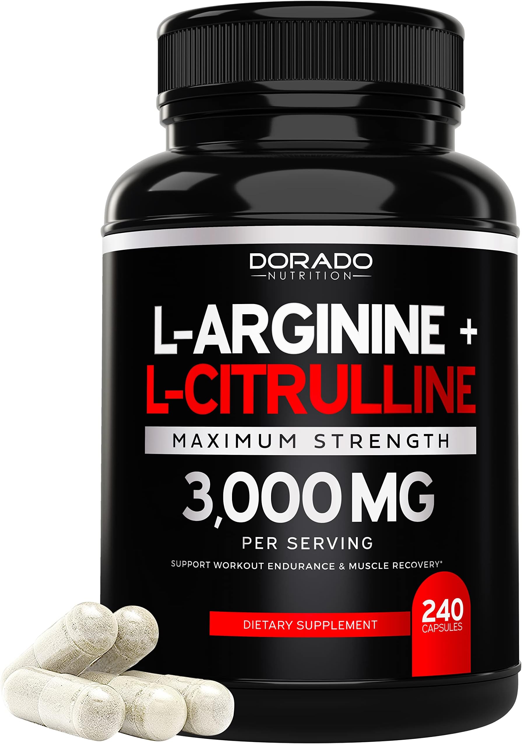 L Arginine L Citrulline Supplement 3000mg (240 Capsules) Nitric Oxide Pills for Men