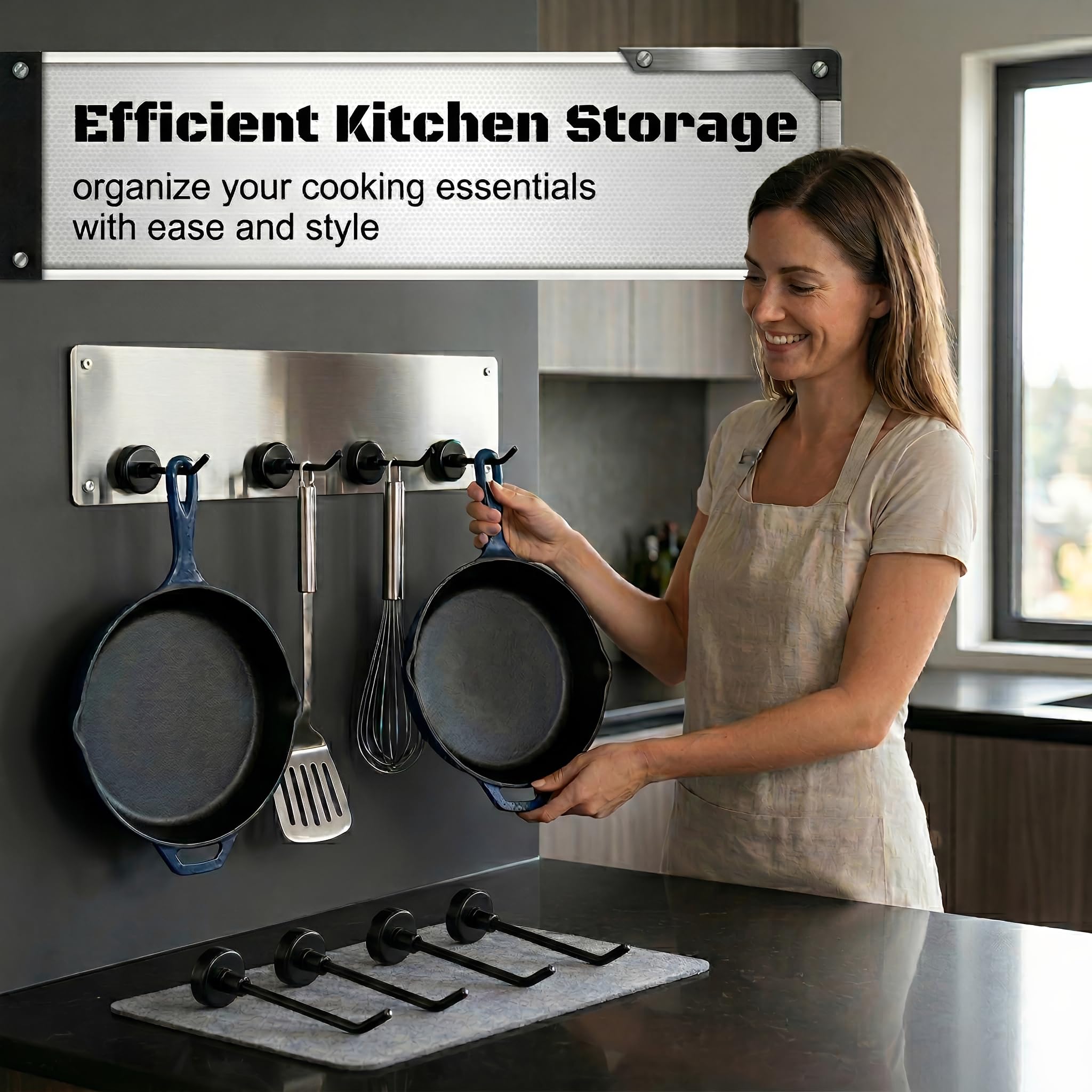 6 Pezzi Ganci Magnetici Extra Forti, Potente Magnete Neodimio Supporto Gancio, Magnete con Gancio, Senza Punzonatura, per Soffitto Bagno Cucina Asciugamani Garage Frigorifero