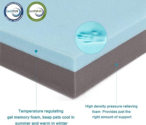 Miniatura 8 de Cama ortopédica de espuma viscoelástica para perros grandes, alfombrillas refrescantes impermeables para mascotas con funda extraíble lavable, ideal