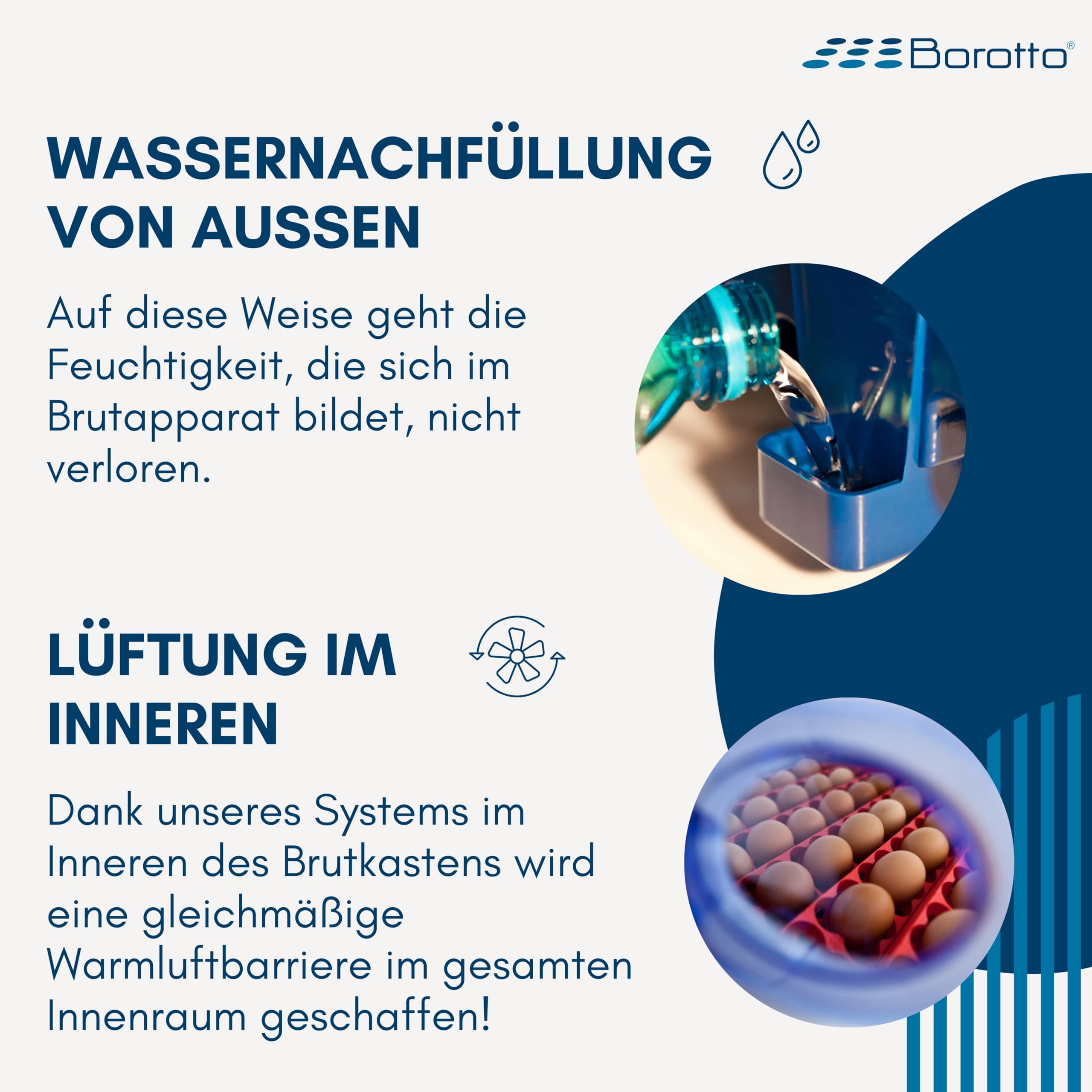 Borotto Real 24 Semi Automatische | Inkubator für 24 Eier oder 96 Kleine Professionelle Brutmaschine mit Halbautomatische Ei Wendung und Temperaturkontrolle | Hergestellt in Italien