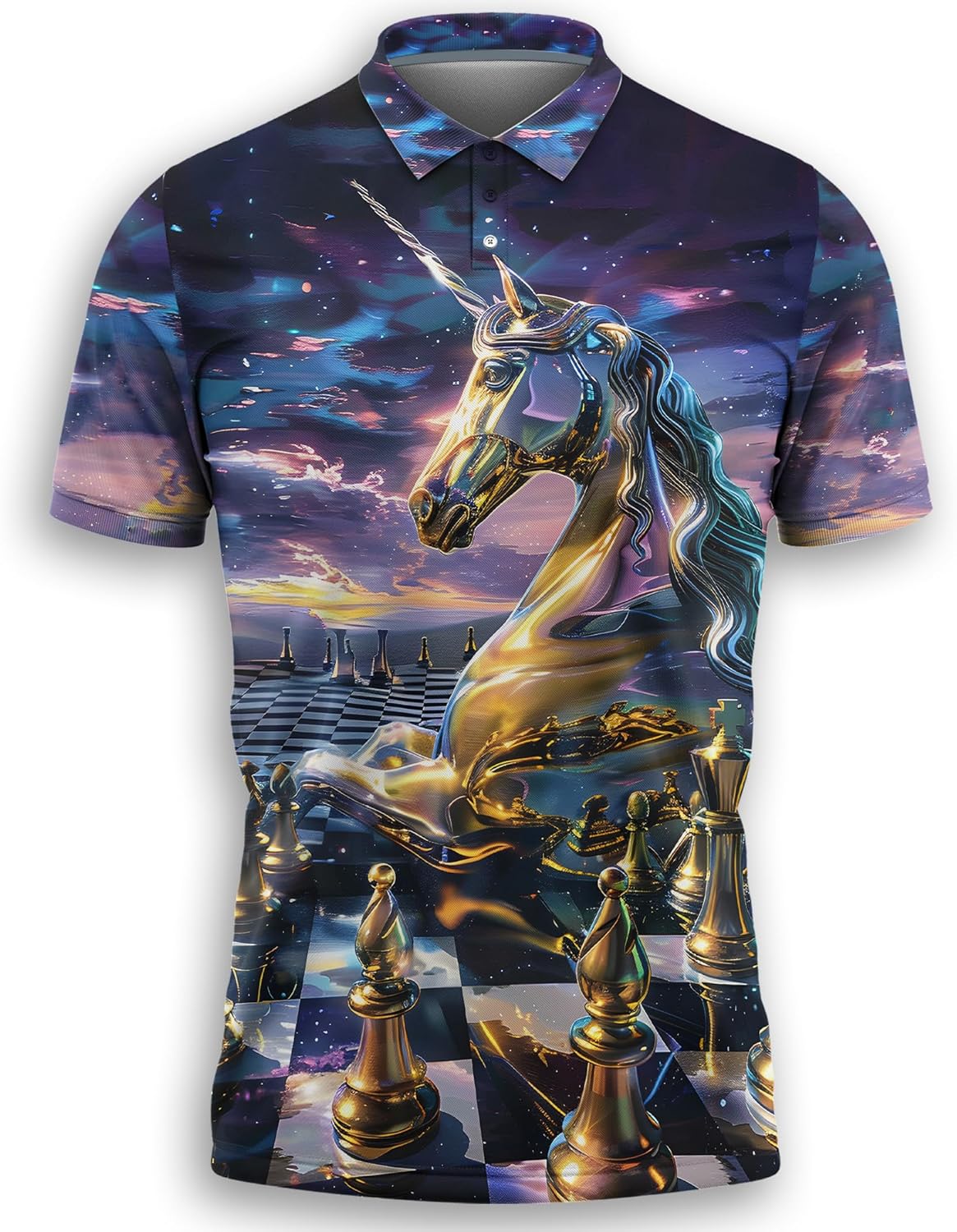 Chess Game Polo Shirts for Men-Chess Board Golf Moisture Dry Fit Short Sleeve Shirts S58