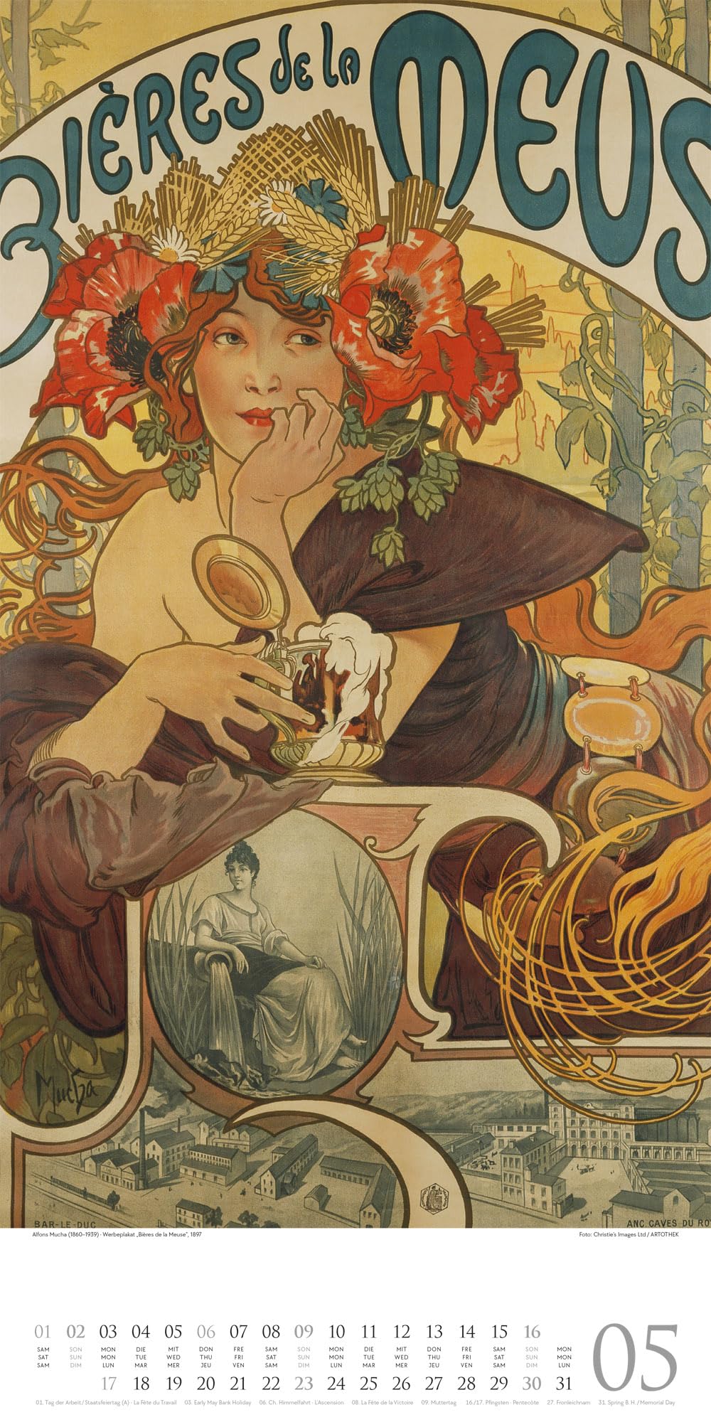 Alfons Mucha Kalender 2027: Geschmackvoller Kunst-Kalender im schlanken Hochformat (33x66 cm) | Plakatkunst des Jugendsstils