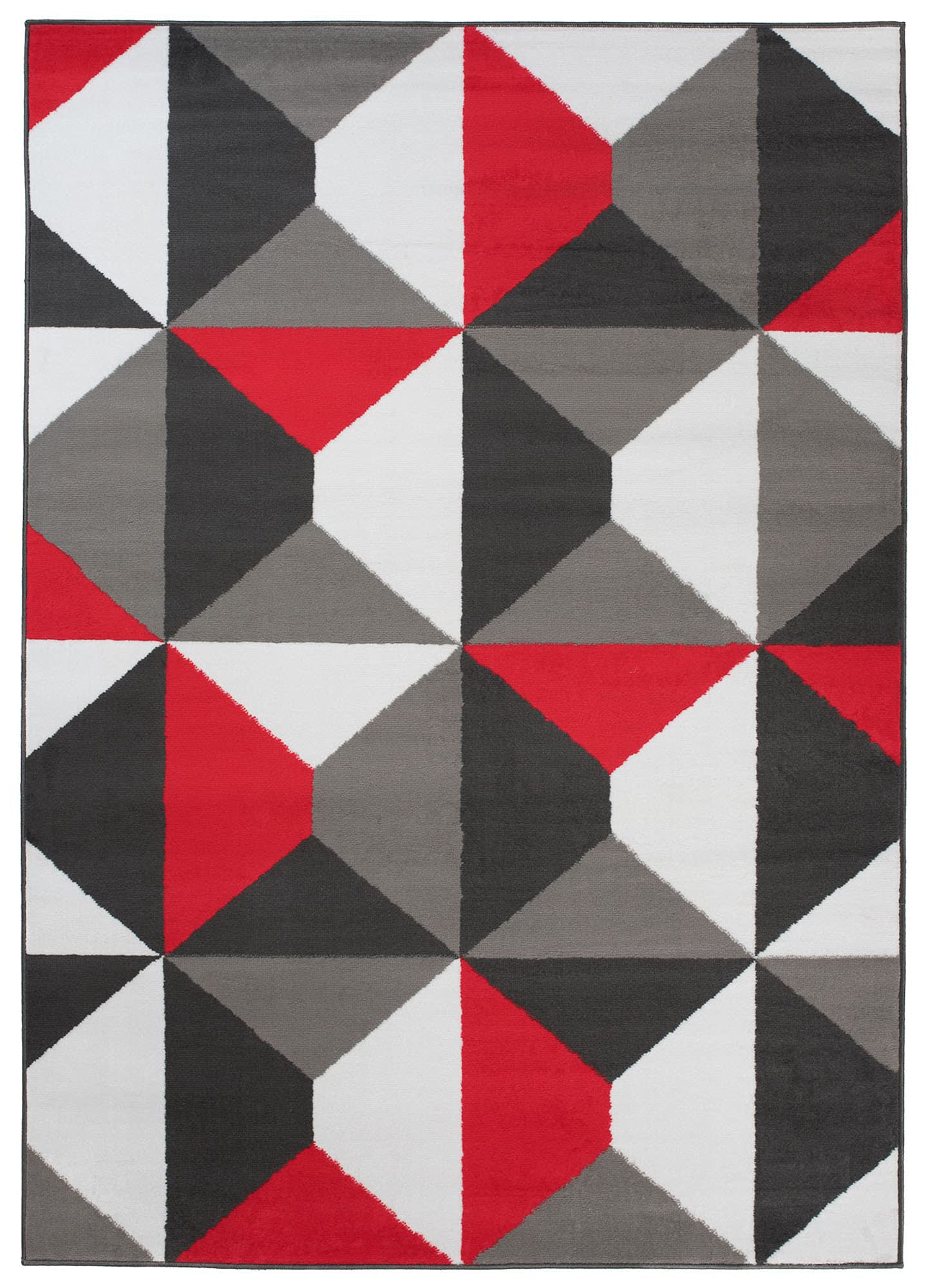 TAPISO Maya kolekcja dywan z krótkim włosiem, szary, biały, czerwony, nowoczesny, geometryczny, czworokątne figurki, do salonu, sypialni, biura, Ökotex 180 x 250 cm