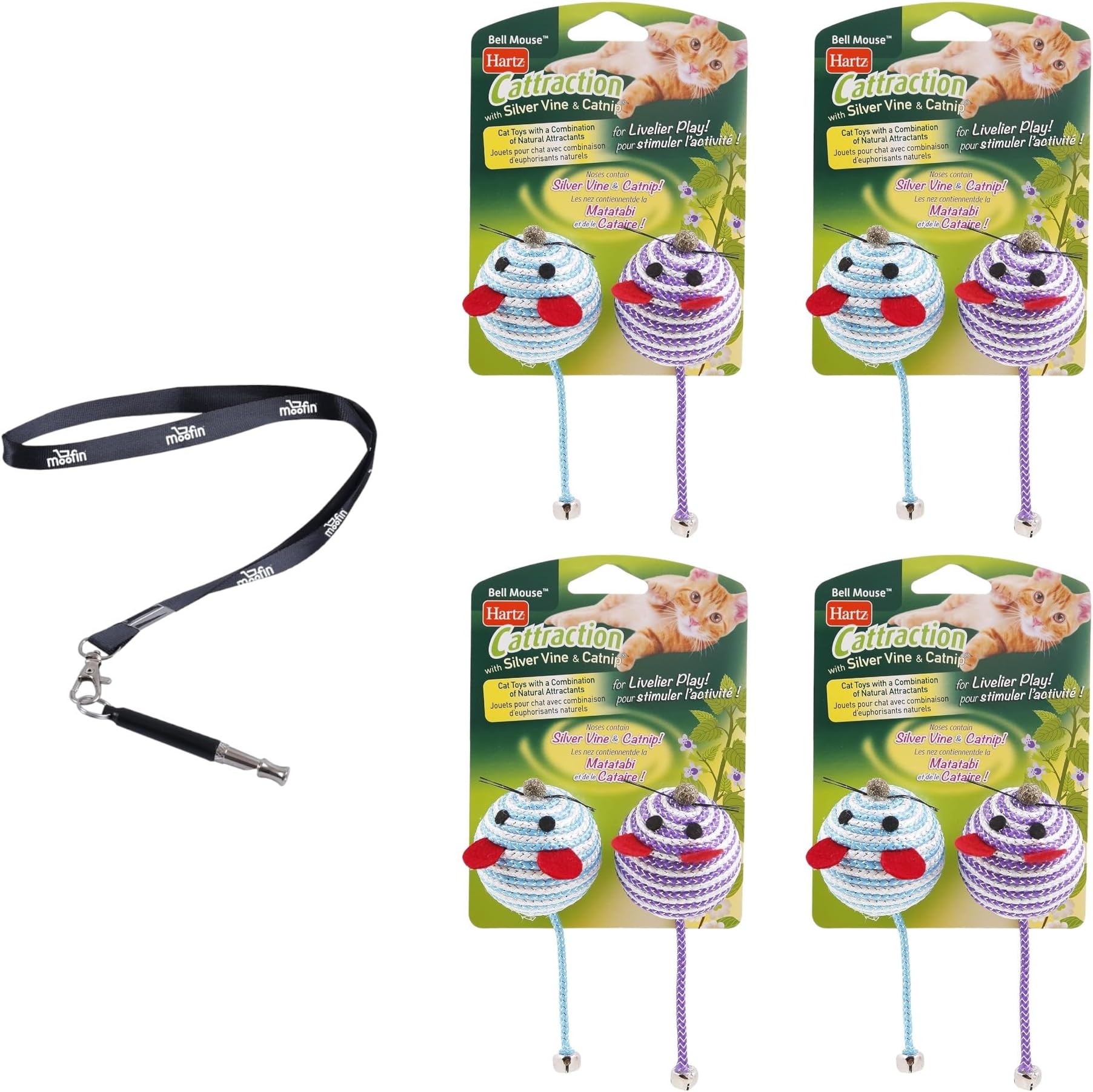 moofin Cattraction Bell Mouse Cat Toy, [Count of 2 Mice