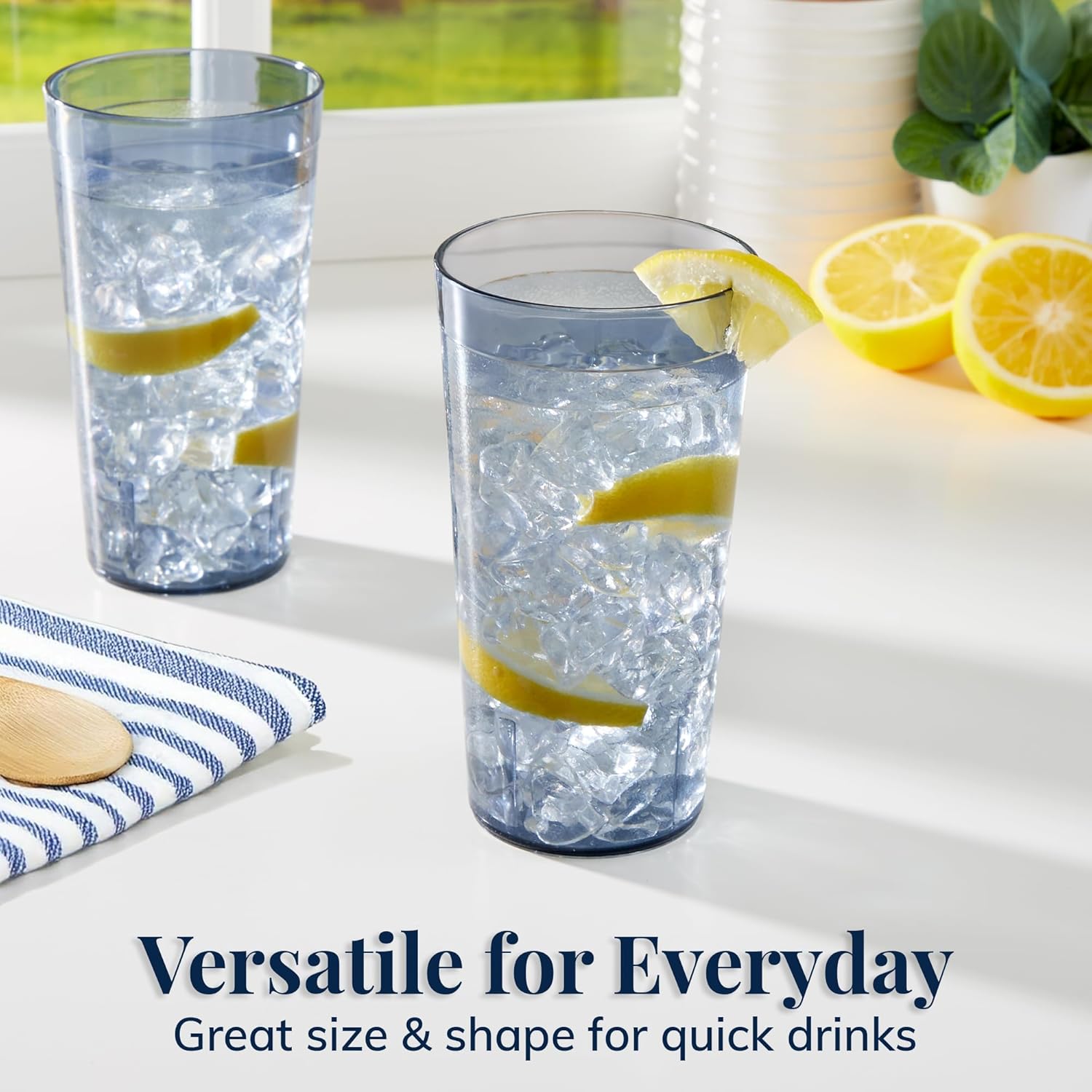 US Acrylic Cafe Plastic Reusable Tumblers (Set of 16) 20-ounce Water Cups in Grey | Value Set of Restaurant Style Drinking Glasses, Stackable, BPA-free, Made in the USA | Top-rack Dishwasher Safe - Image 5