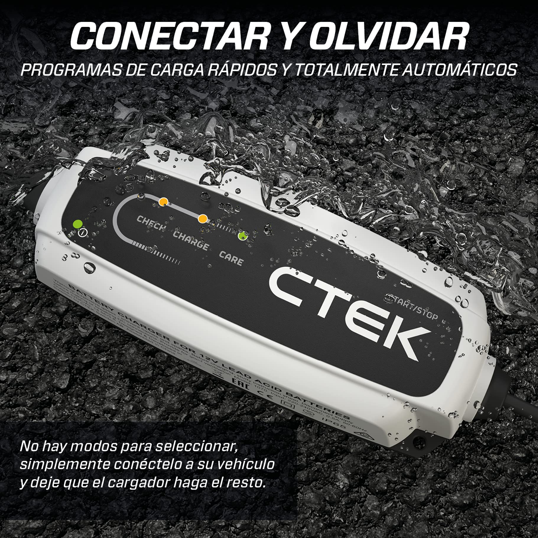 CTEK CT5 Start/Stop, Cargador Batería 12V 5A, Cargador De Batería De Coche, Mantenedor De Batería, Cargador Inteligente Baterias, Desulfatador De Batería con Mantenimiento De Flotación/Pulso