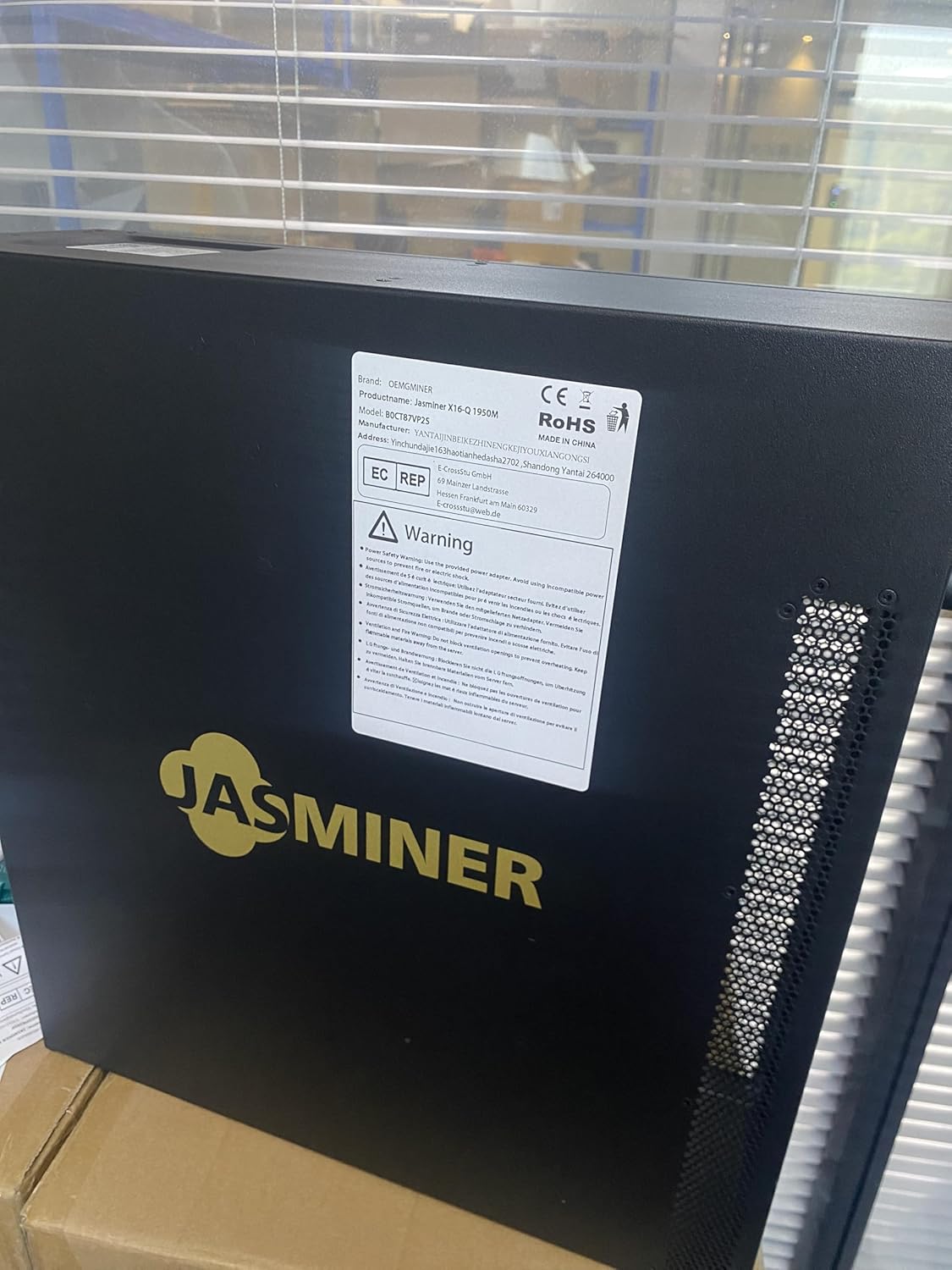 New Jasminer X16-Q 1950M 620W 8G etc Ethereum Classic ethf Miner High Throughput 3U Quiet Server Wi-Fi Version with 100V-240V Power Supply