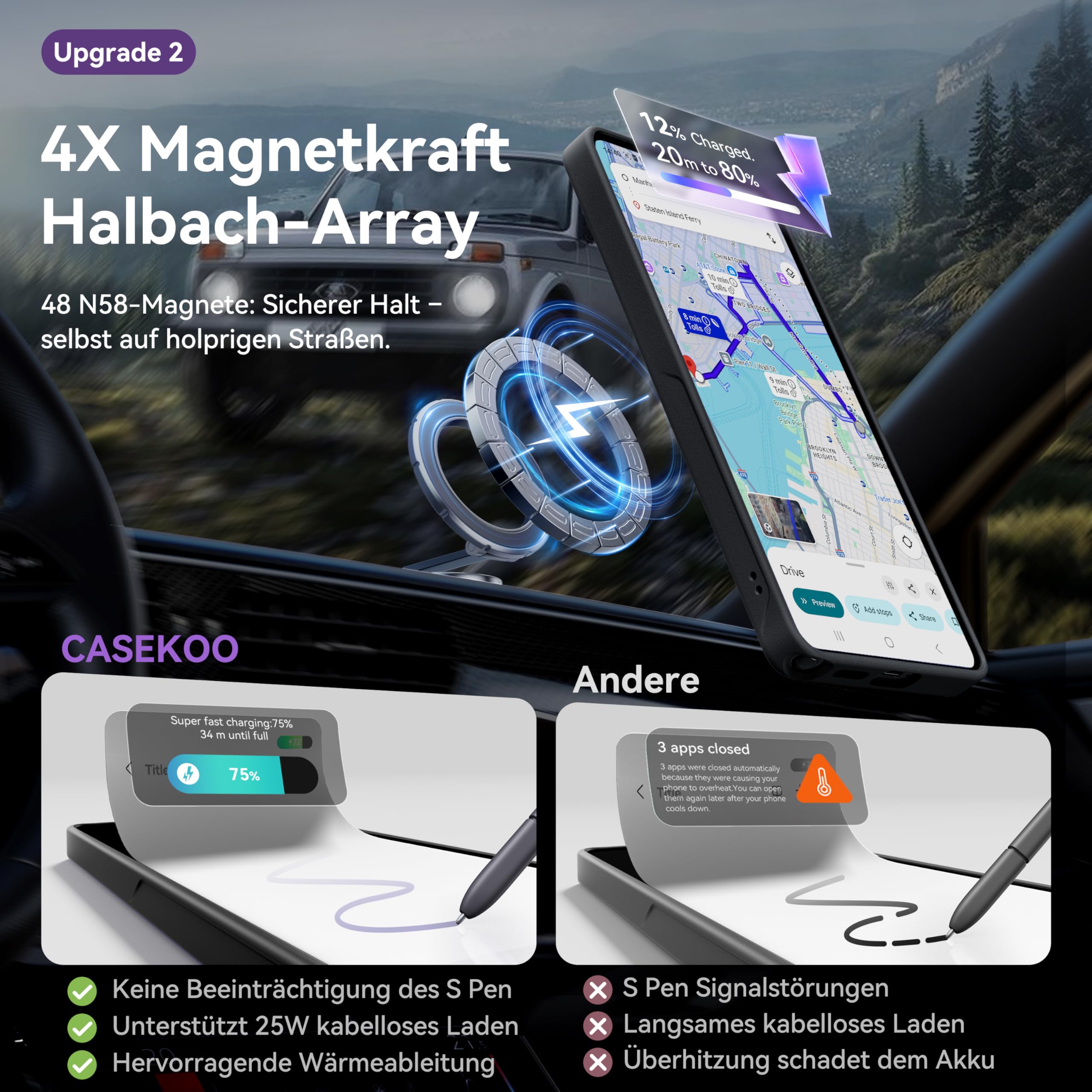 CASEKOO Offizielles Schwarz für Samsung Galaxy S26 Ultra Hülle, 6,9 Zoll