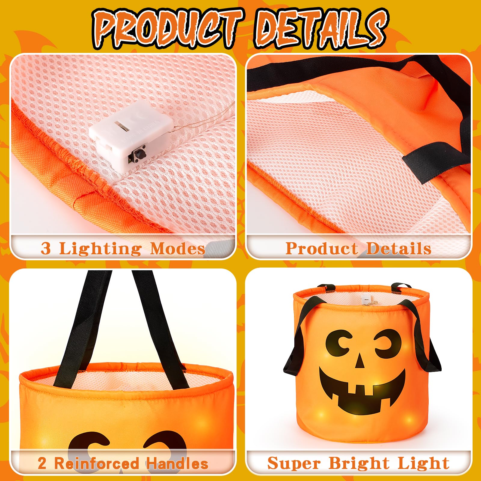 Snapklik.com : Halloween LED Light Up Trick Or Treat Bags, 4 Pcs ...