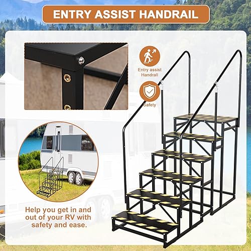 Miniatura 33 de Escaleras de 3 escalones para autocaravana, peldaños para bañera de hidromasaje, escalera de spa al aire libre con pasamanos, escalera portátil