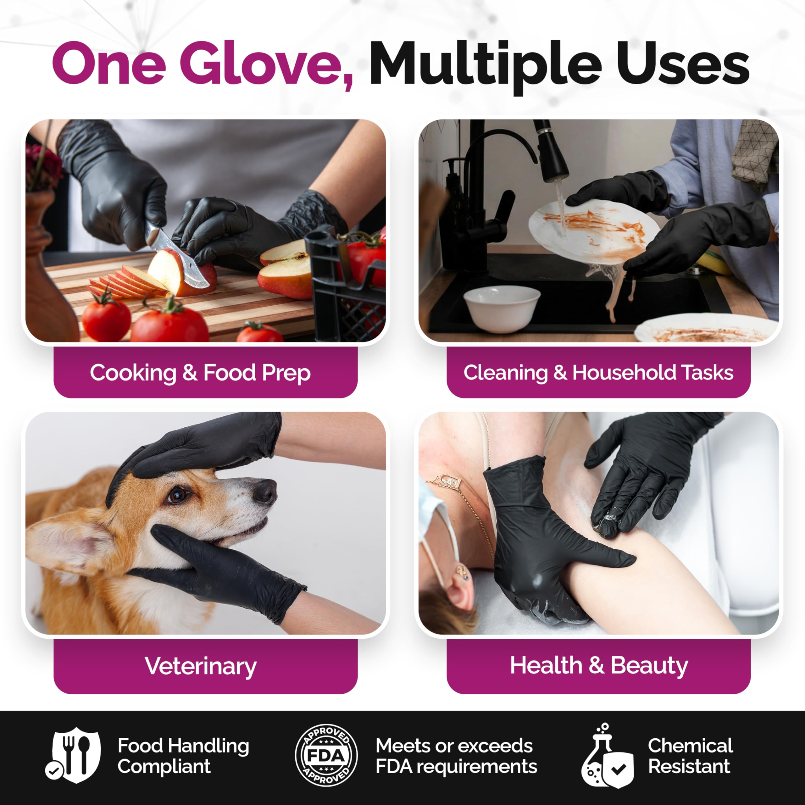 GripProtect Guantes de nitrilo negros precisos, resistentes al fentanilo, clasificación quimioterapéutica, para alimentos, hogar, hospital, fuerzas del orden, tatuajes 1000/C (XL)