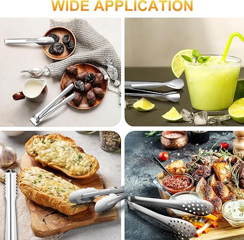 Miniatura 10 de 32 pinzas para servir bufé, utensilios de acero inoxidable, pinzas de cocina para aperitivos, fiesta de té, cafetería, alimentos, ensalada de hielo,