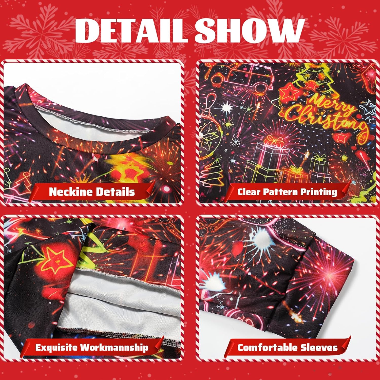 Ugly Christmas Sweatshirt for Men Women, 3D Funny Crewneck Pullover Sweatshirt for Xmas Holiday - Image 5