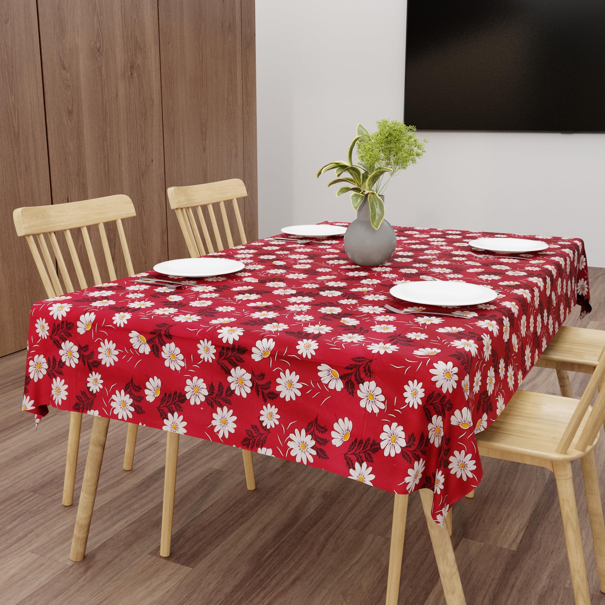 Wings Star Dining Table Cover for 6 Seater, 60 x 90 inch Size, Waterproof and Dustproof Table Sheet,Dining Table 6 Seater Waterproof Cover (Maroon, Dining Table Cover (60x90 Inch))