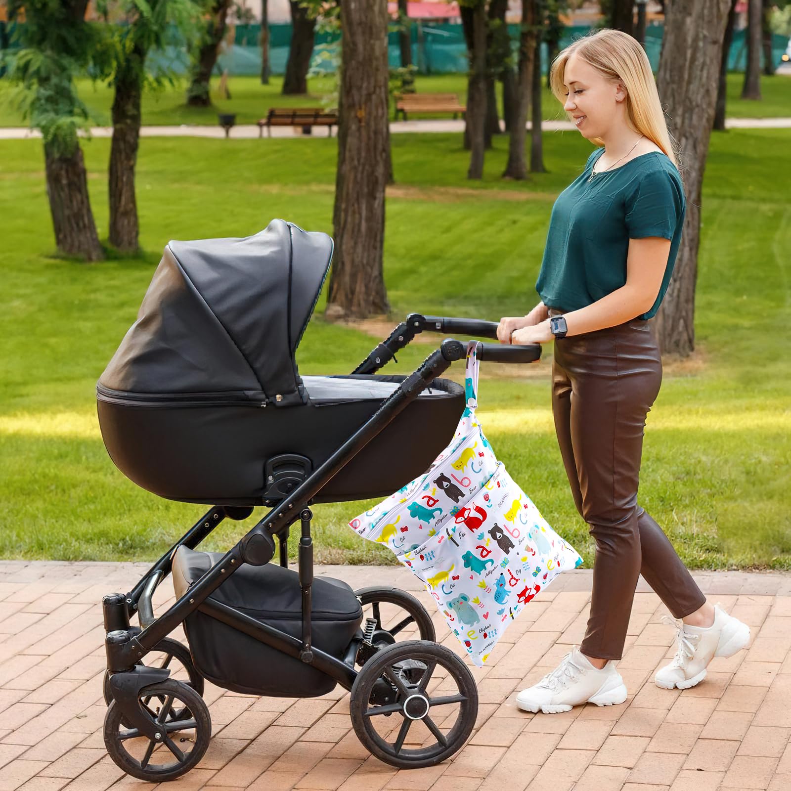Sac à Couche Imperméable 2 Pièces Pochette Lavable Réutilisable Wet Dry Bag pour Bébé Piscine