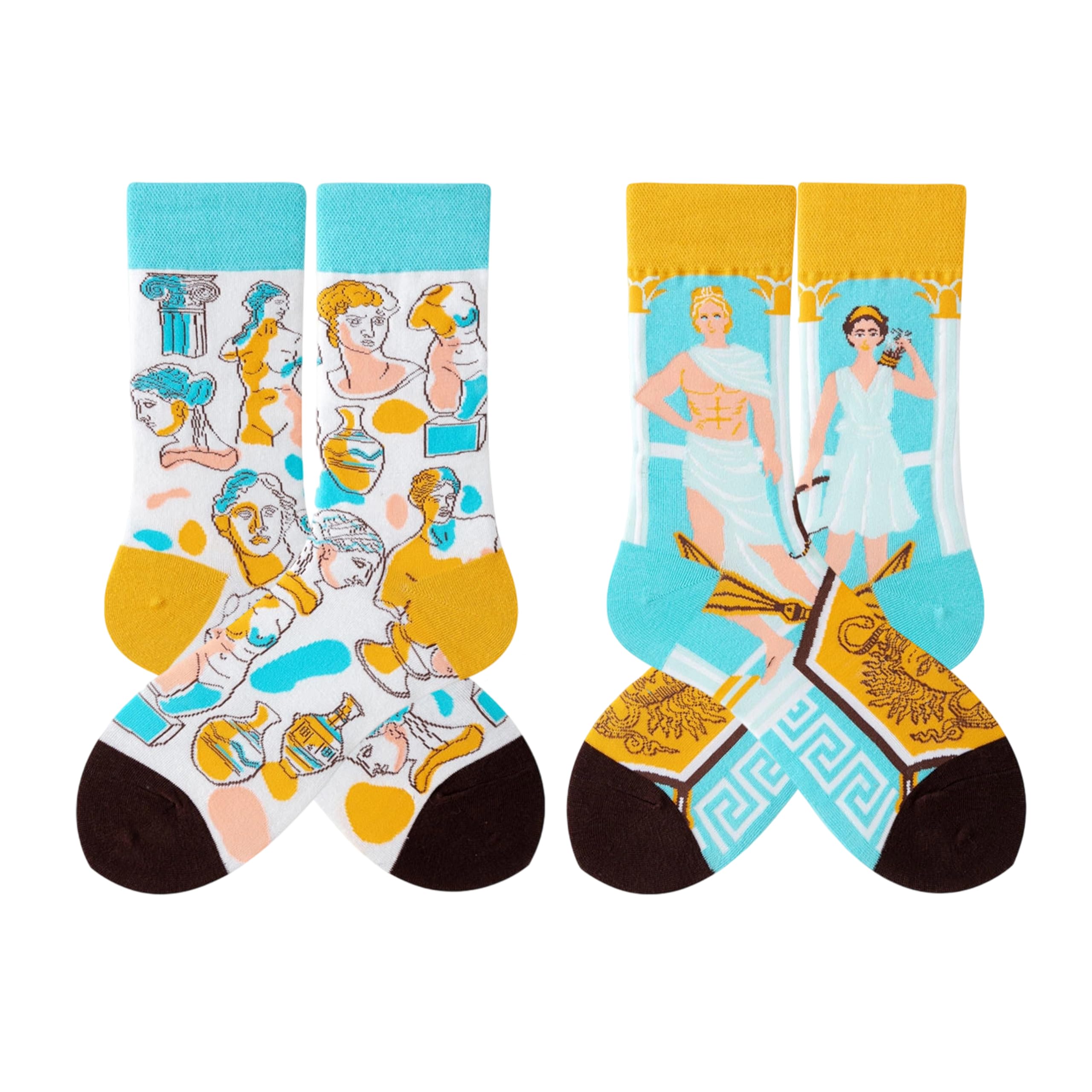 Calcetines Divertidos Unisex para Mujer y Hombre con Diseños Asimétricos en Par - Temas Animales, Comida, Fruta, Deporte y Arte en Algodón - Ideal para Regalos - 5