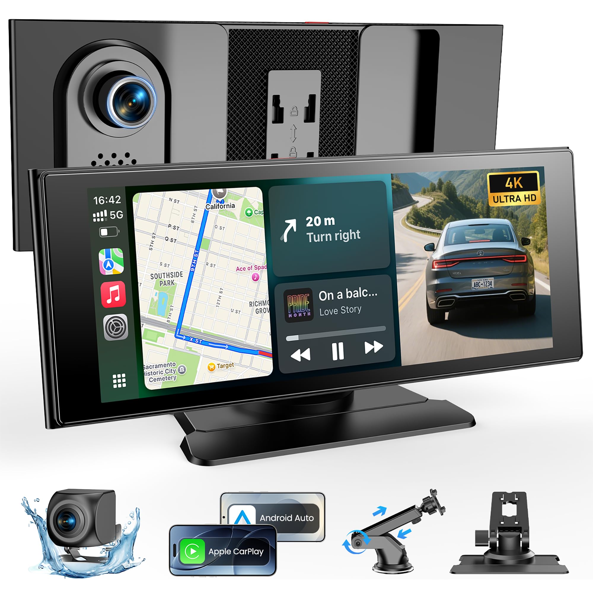 WonVon Wireless Car Play Screen, 10.26'' Monitor