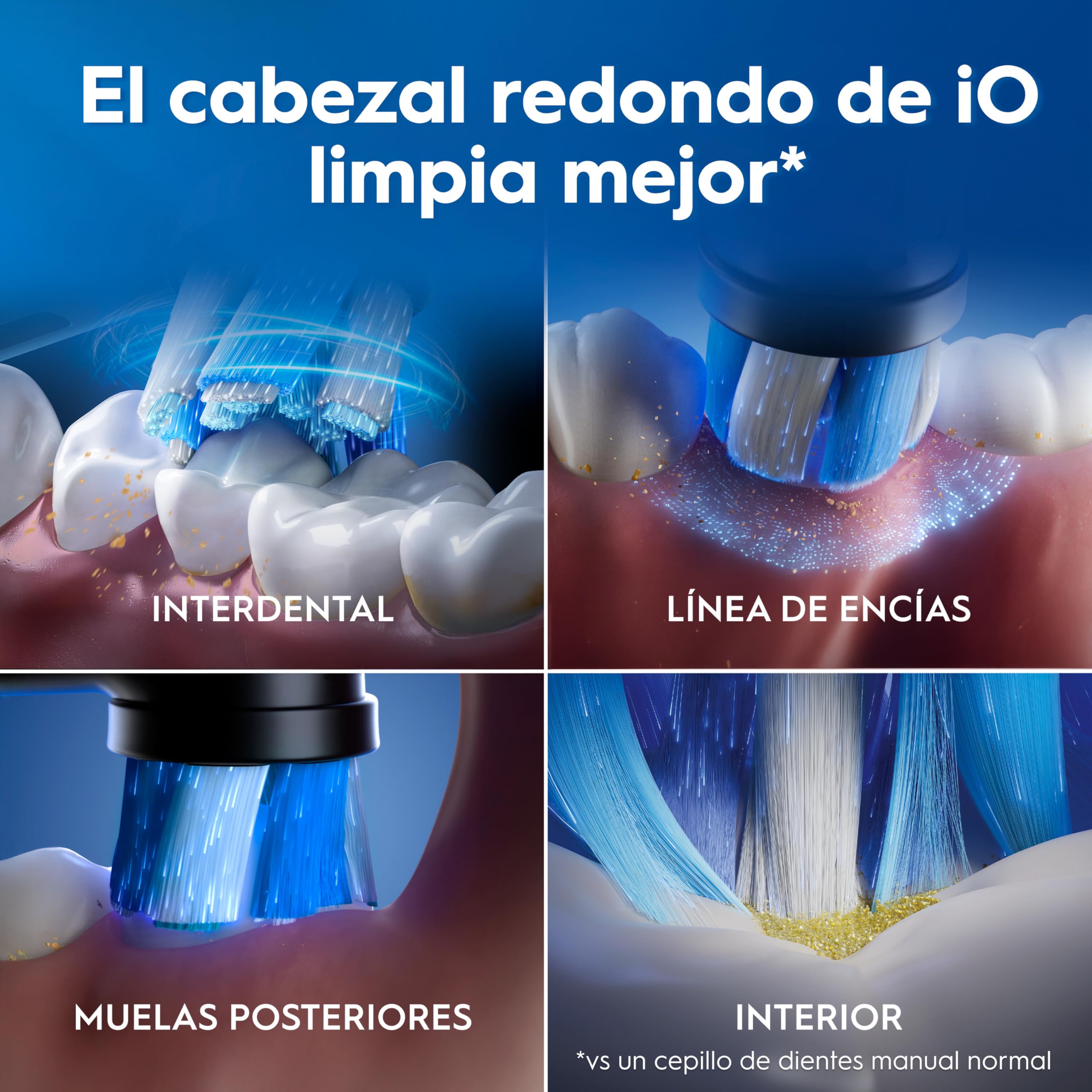 Oral-B iO 3 Cepillo de Dientes Eléctrico con 3 Cabezales, Negro - Cepillo Dental con Sensor de Presión, 3 Modos de Cepillado con Blanqueamiento Dental Y Temporizador, Diseñado por Braun