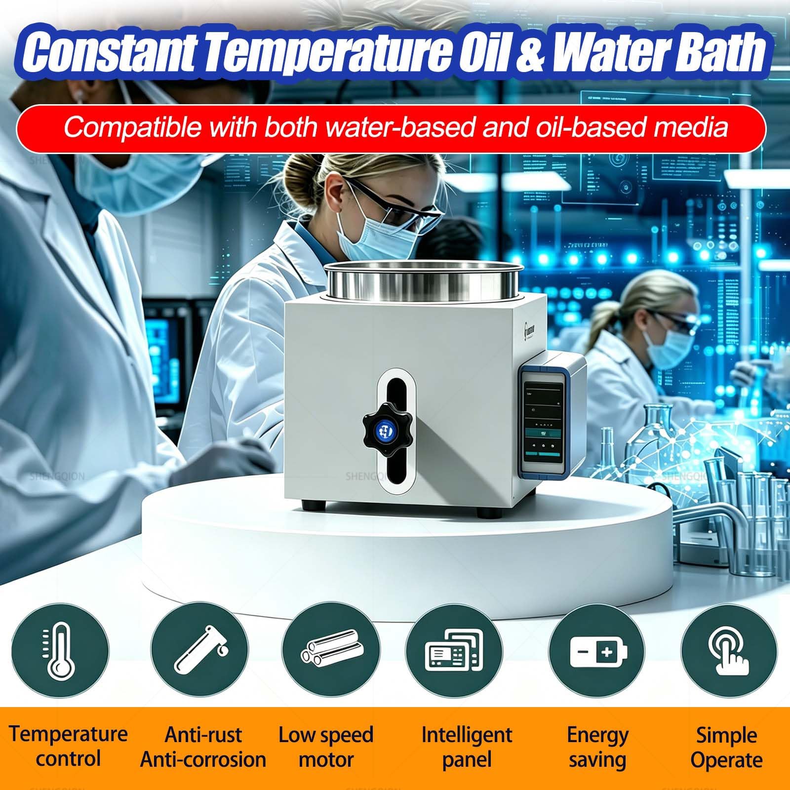 Digitales Wasserbad mit Temperaturregelung, Edelstahl, Labor Konstante Temperatur Heizgerät für medizinische und biotechnologische Anwendungen, 2L bis 5L Optionen