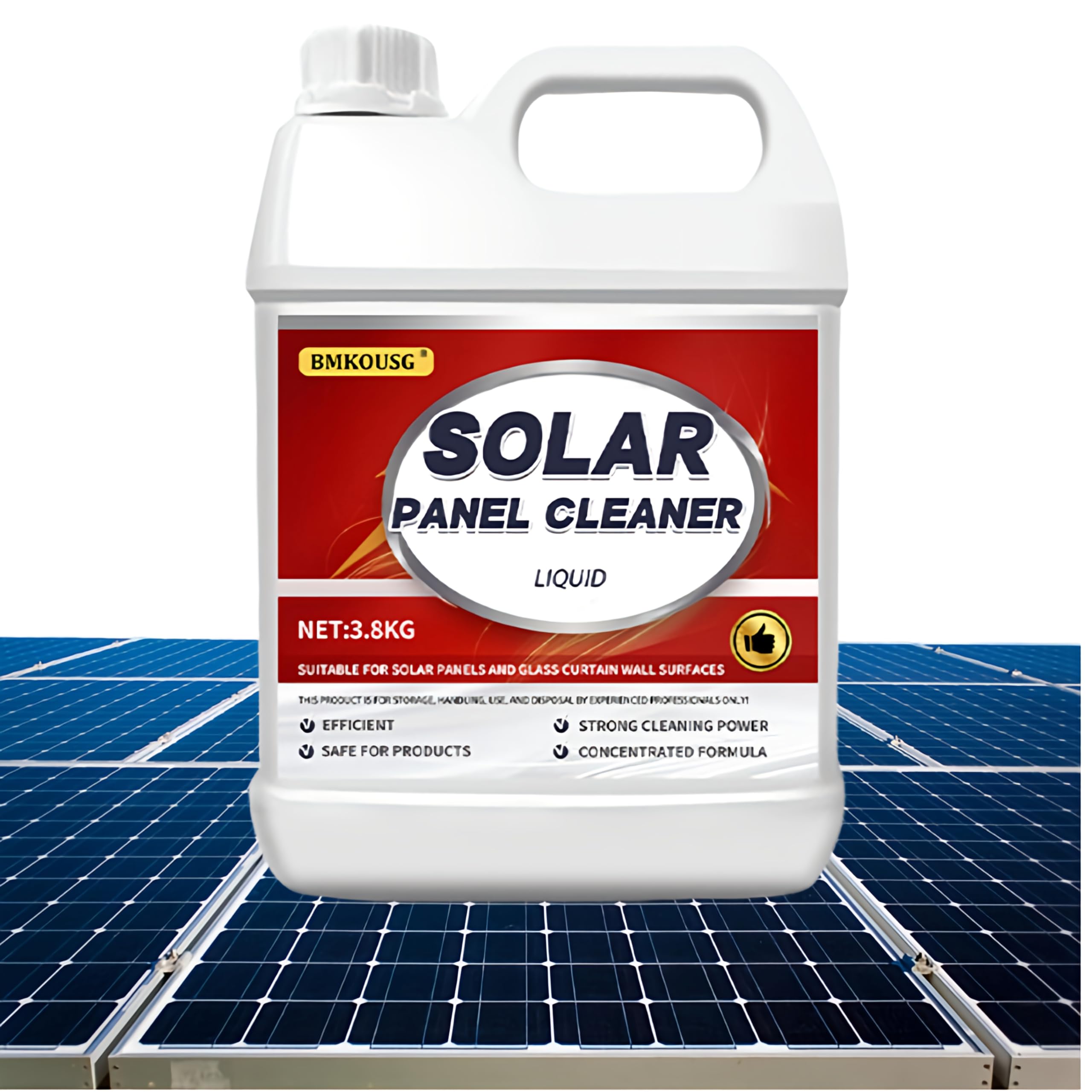 Bmkousg Solar Panel Cleaner 1 Gallon (Makes 600 Gallons) Super Concentrated Glass & Solar Panel Cleaning Outdoor Window Cleaner - Fast Dry, Remove