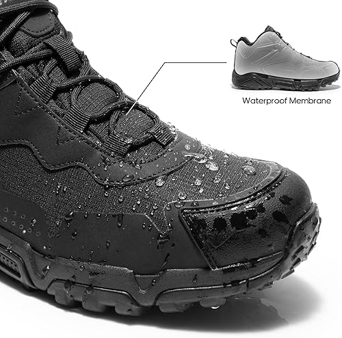 Miniatura 3 de NORTIV 8 Botas de senderismo impermeables para hombre, botas tácticas ligeras para hombres, botas de senderismo para hombres de tobillo medio para