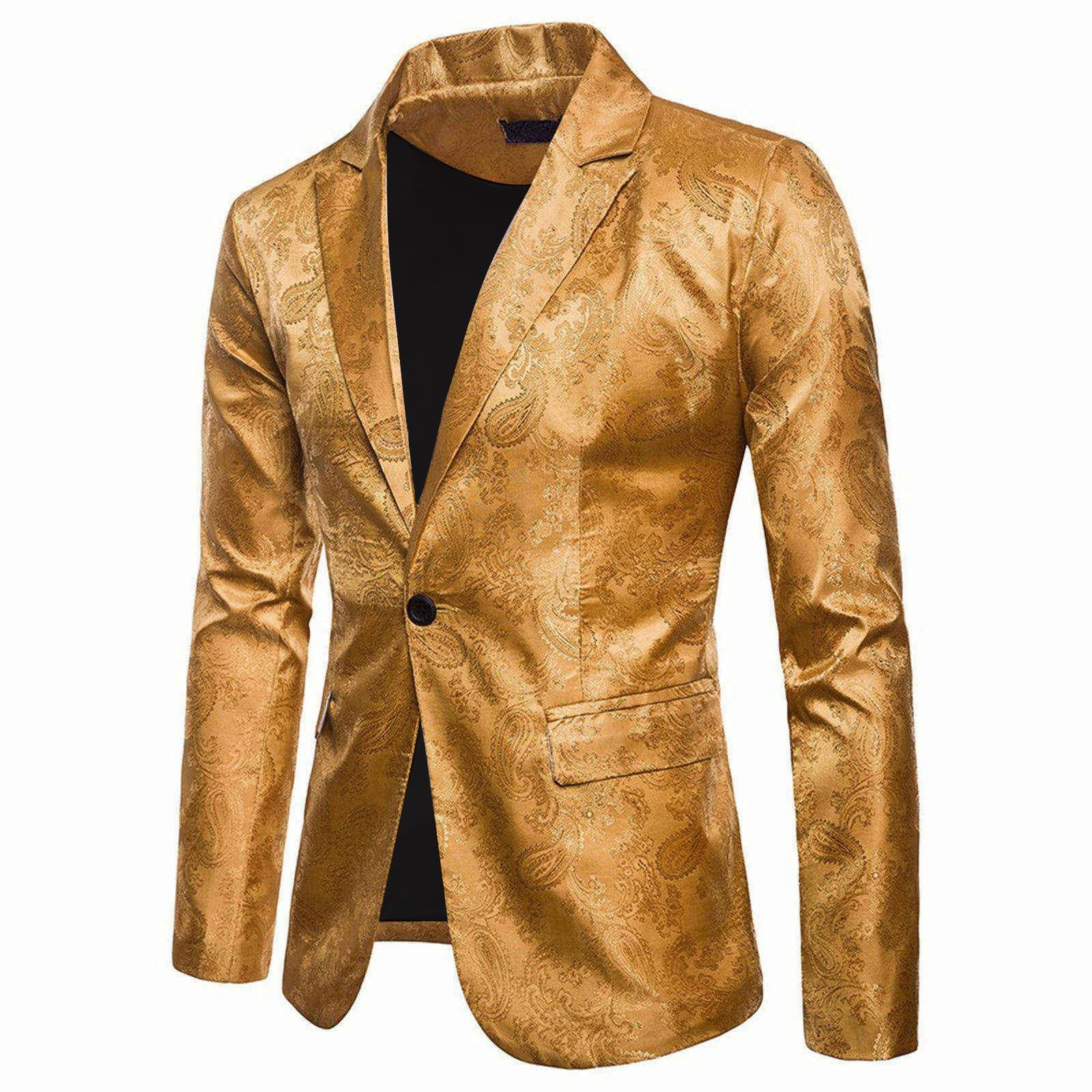Sakko - Chaqueta de traje de lentejuelas para hombre, diseño floral, para fiestas, bailes de graduación, jacquard, solapa, un botón, cachemira, esmoquin, chaquetas de traje, bodas, fiestas