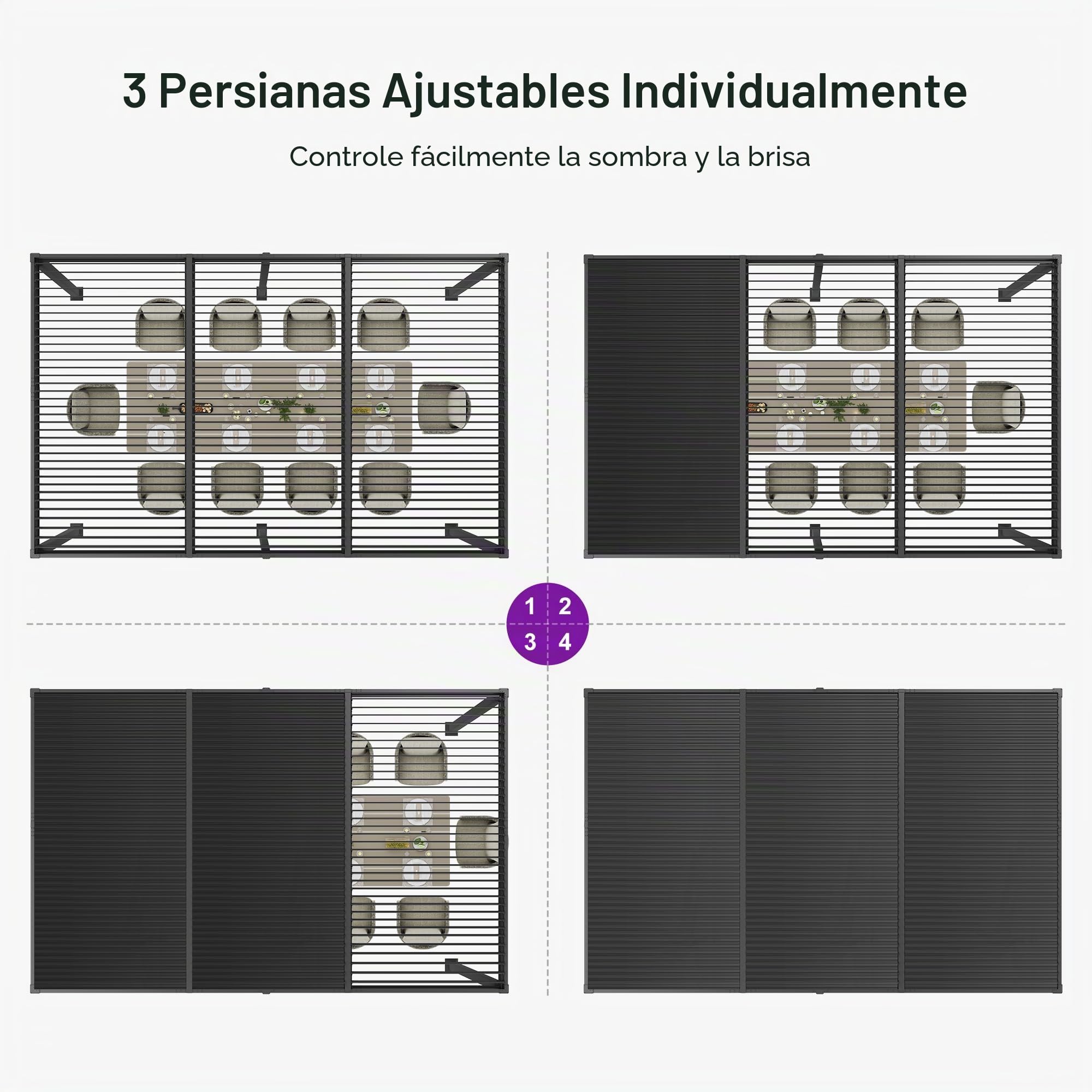 PURPLE LEAF Pergola Bioclimática 3,5 x 6,35 m de Aluminio, Cenador de Jardín Exterior con Cuchillas Orientables, Resistente a Intemperias, Pérgola Jardín Exterior para Terraza y Carport, Gris