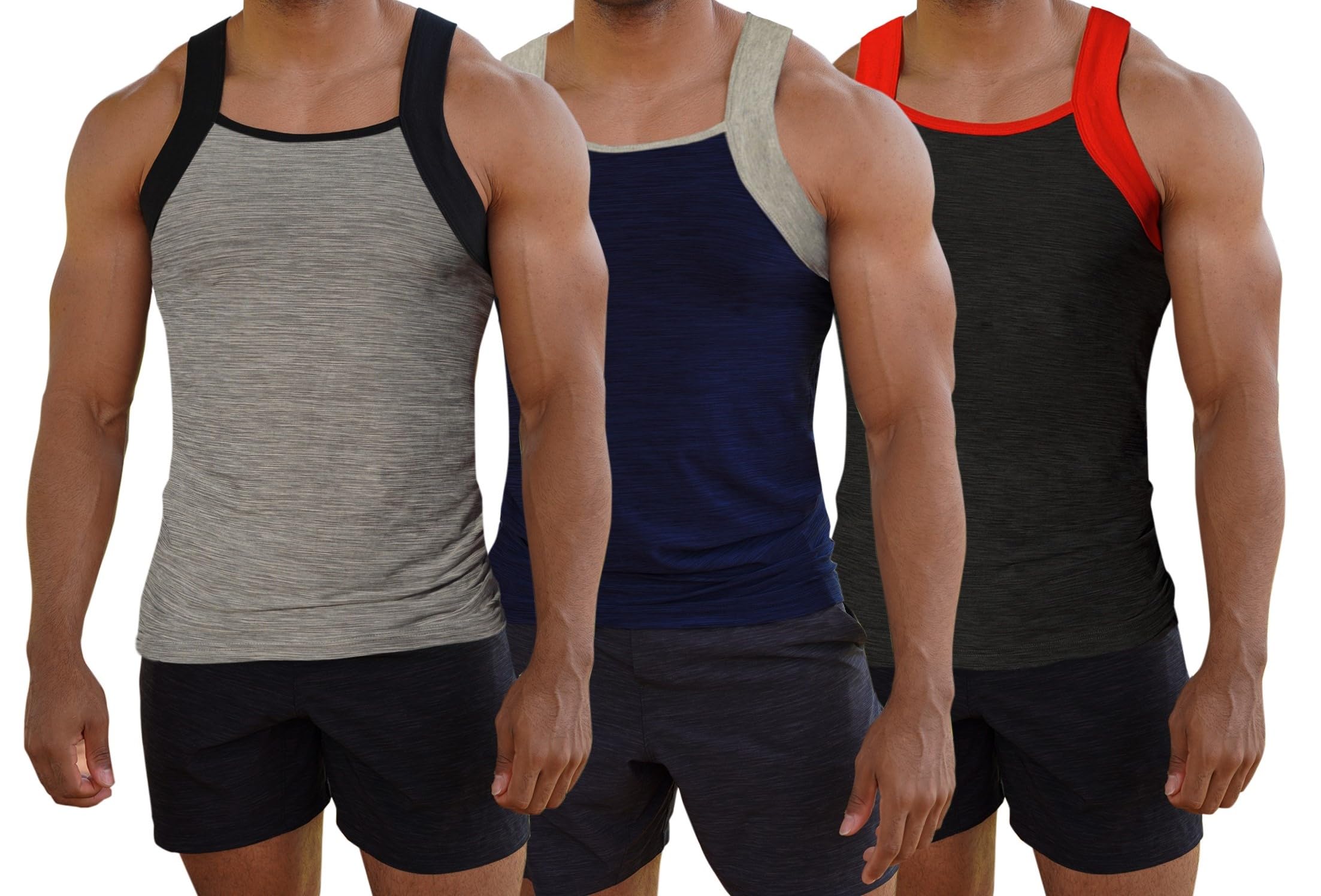 Men's 3 Pack Dry Fit Square Cut Tank Tops