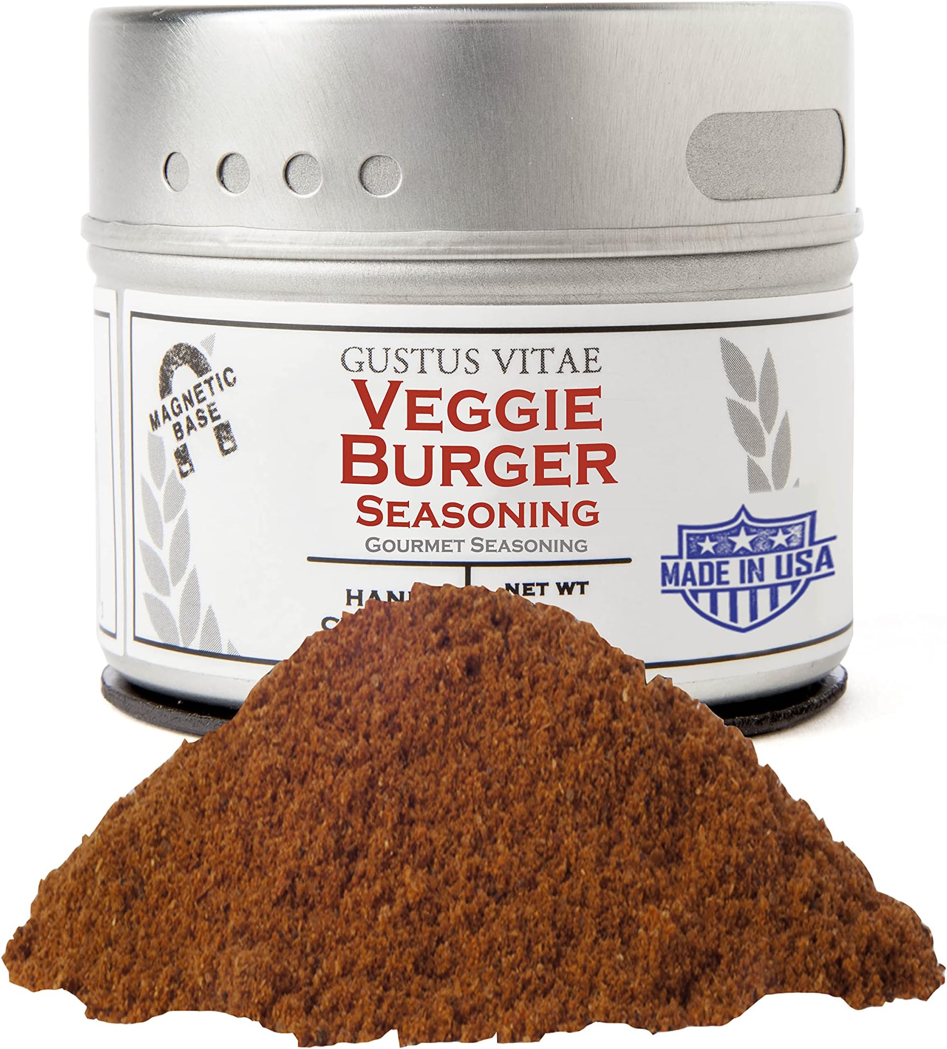 Gustus VitaeVeggie Burger Seasoning - Non GMO - Magnetic Tin - Gourmet Spice Blend | Crafted in Small Batches