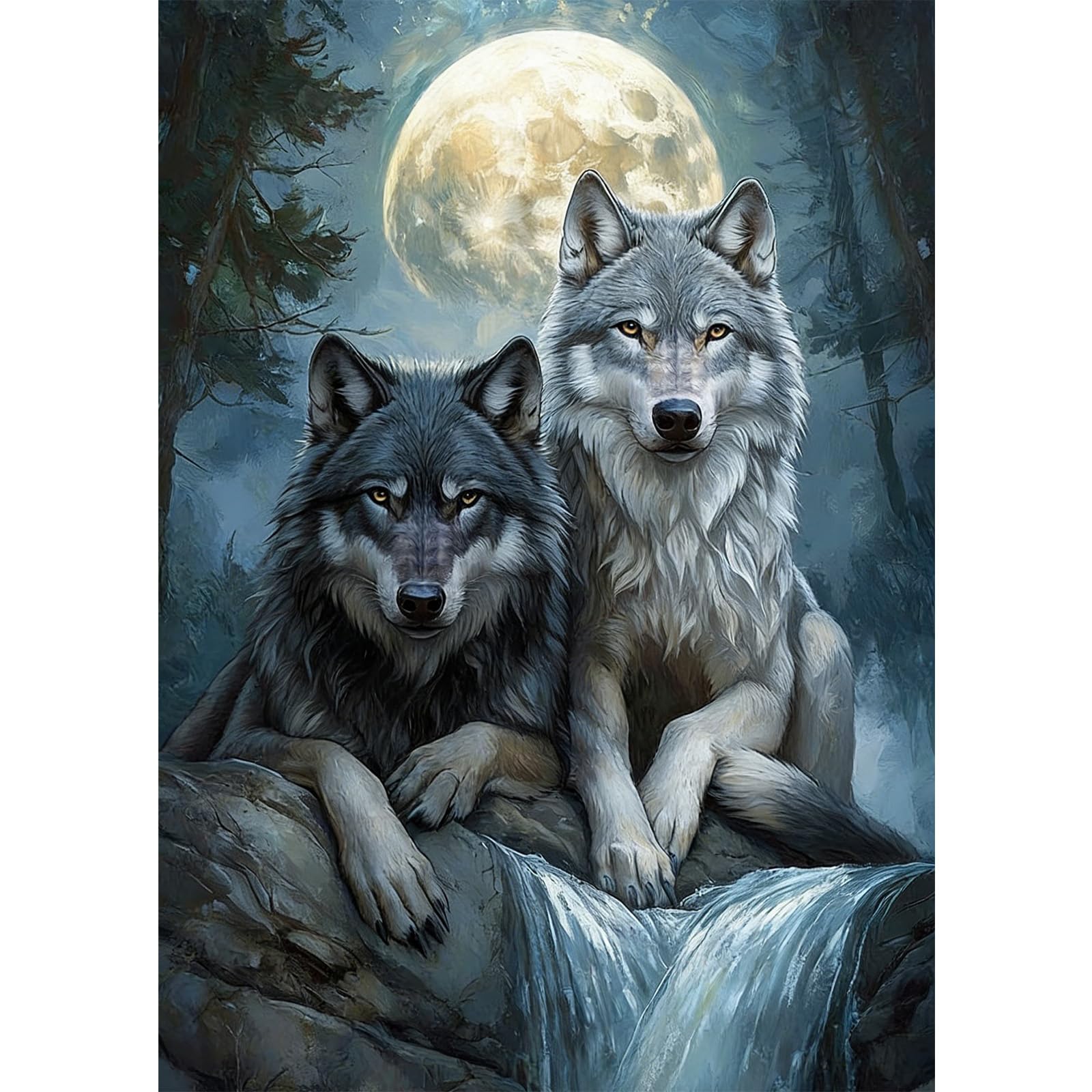 NAIMOER Wolves Diamond Art Kits for Adults - DIY Full Drill 5D Animal Diamond Painting Kits - Adults Diamond Art on Canvas for Relaxation Gifts Home Decor 30x40cm