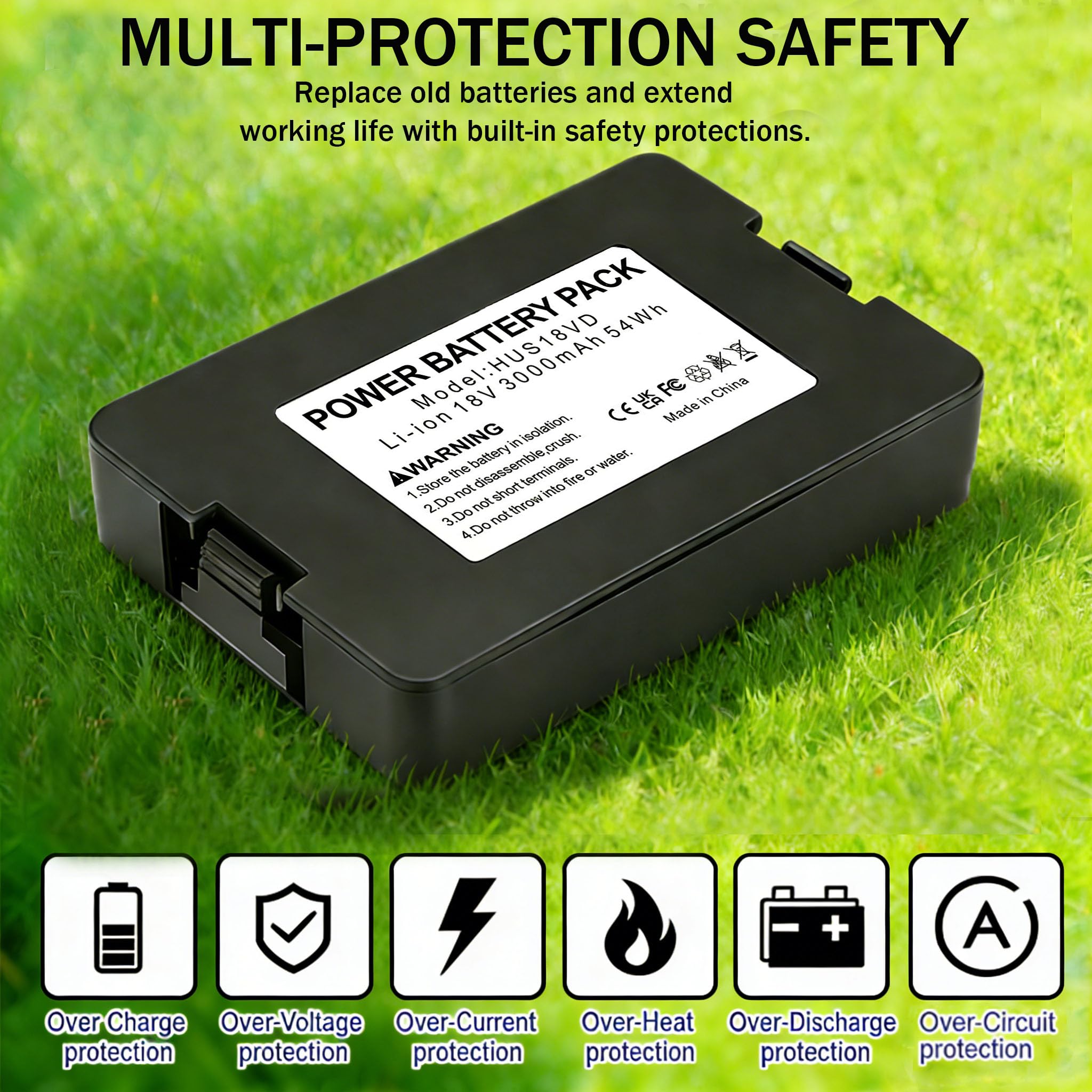 Batería de Repuesto de cortadora 18V 3000mAh para Husqvarna Automower Edición Limitada 2020 115H 305 310 315X 320 330X (Año 2020-2022) para Gardena sileno Life/City, Sileno Minimo, Flymo Easilife.